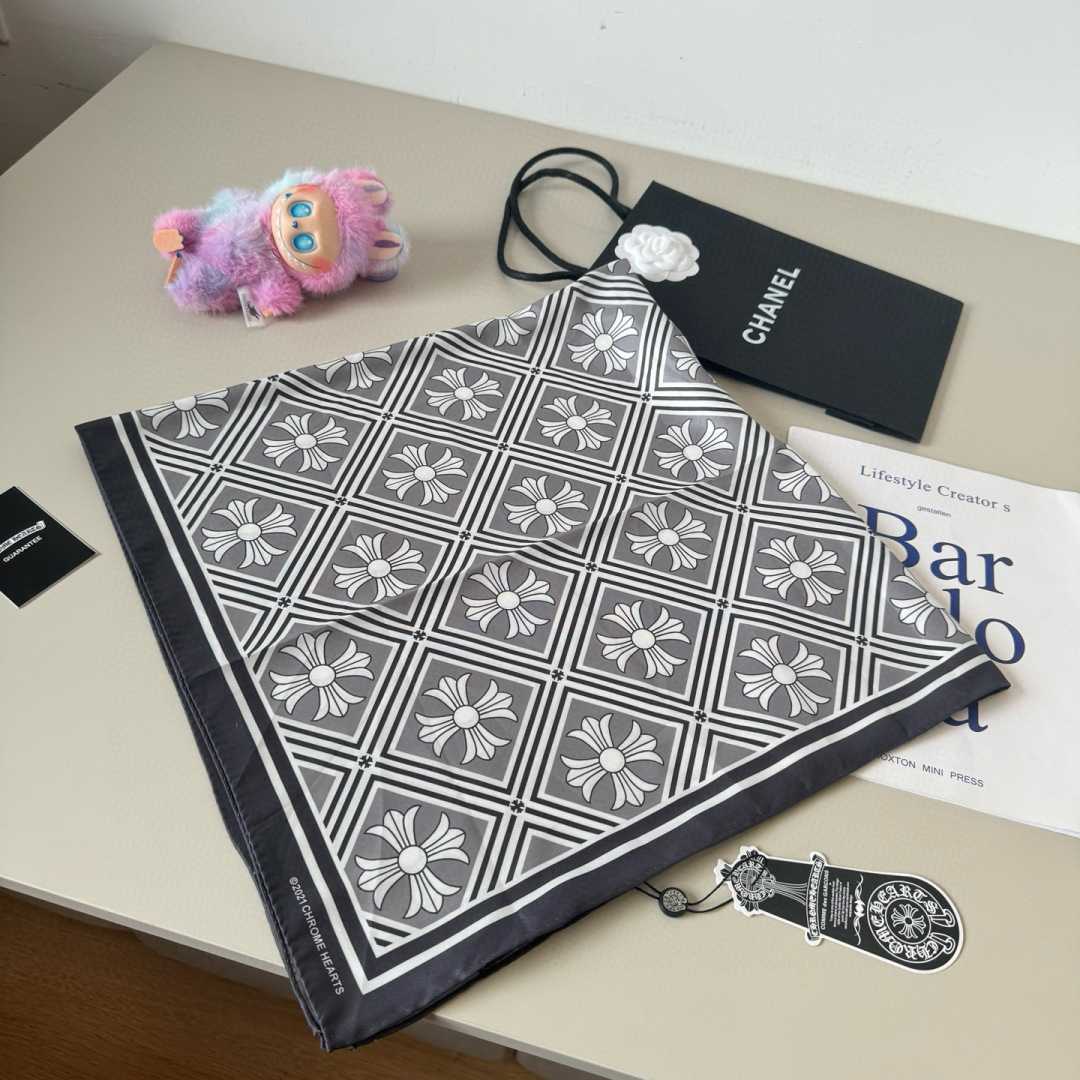 Chrome Heart Square Silk Scarf - FashionPlug