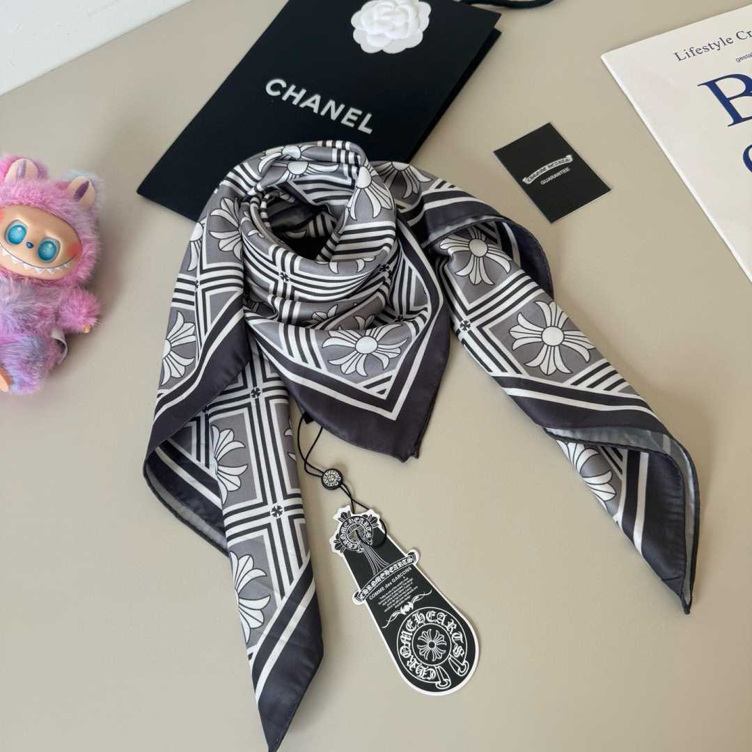 Chrome Heart Square Silk Scarf - FashionPlug
