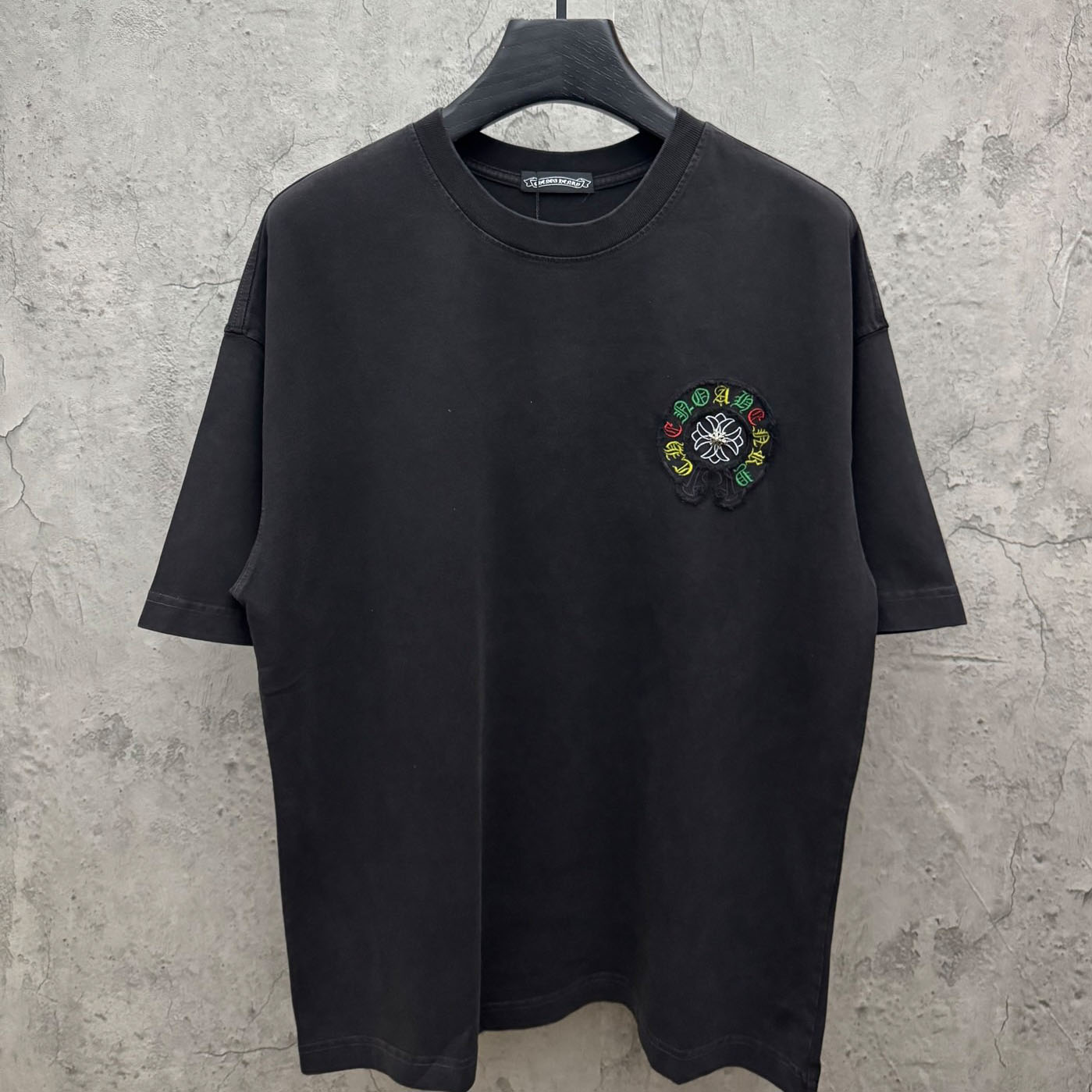 Chrome Hearts Horseshoe Cross Lips Patch Embroidered Crewneck Tee 'Black' - FashionPlug
