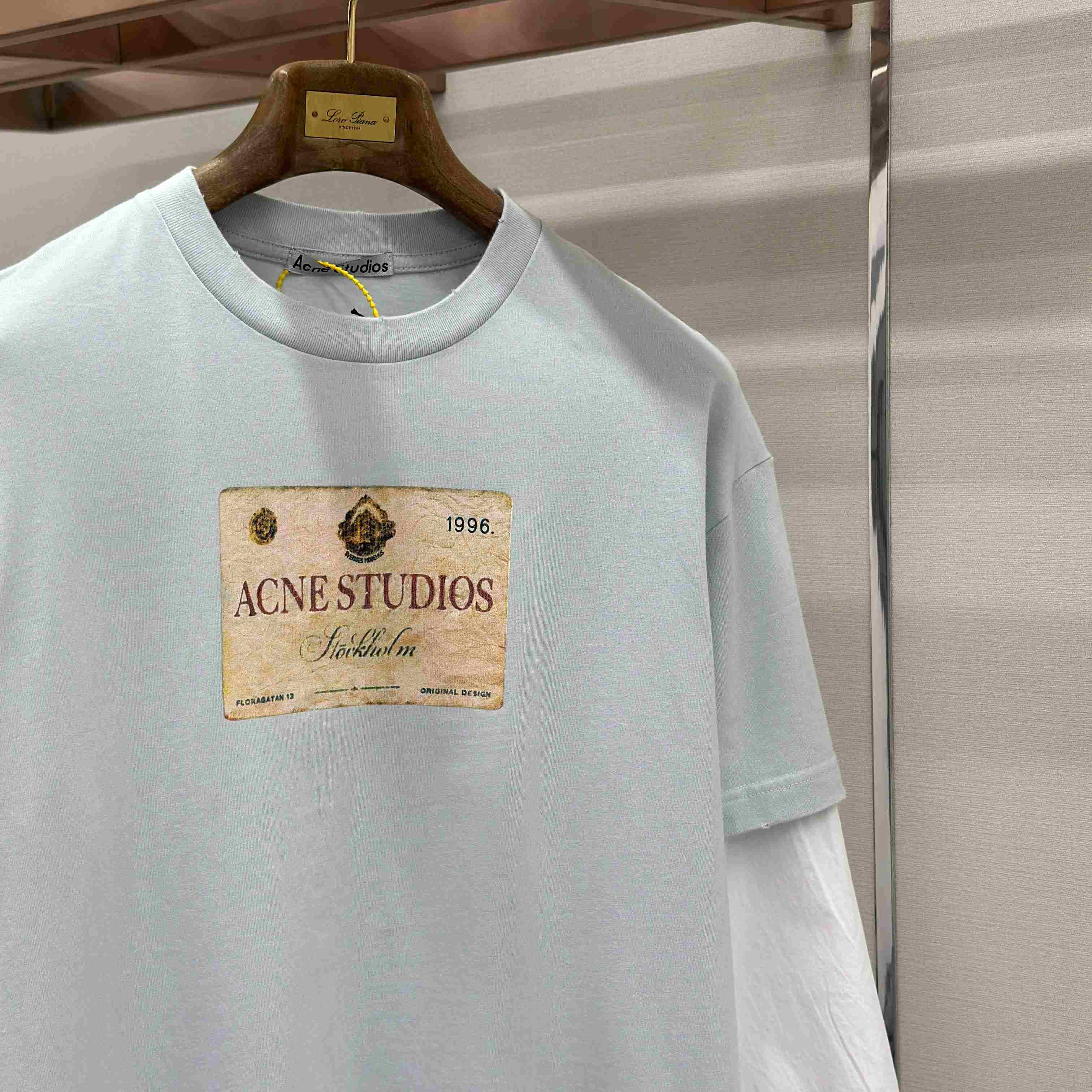 Acne Studios Layered Print T-Shirt 'Light Grey' - FashionPlug