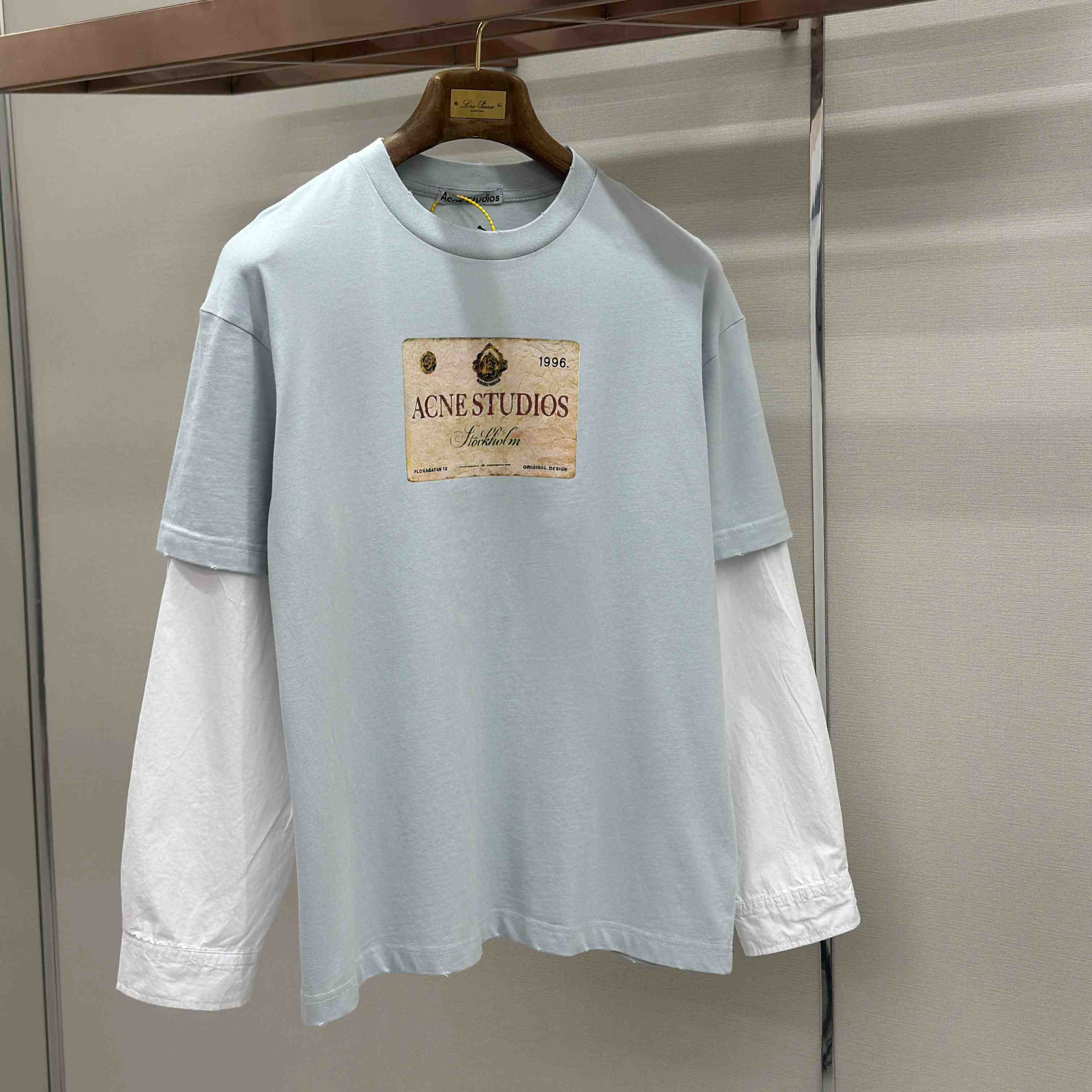 Acne Studios Layered Print T-Shirt 'Light Grey' - FashionPlug