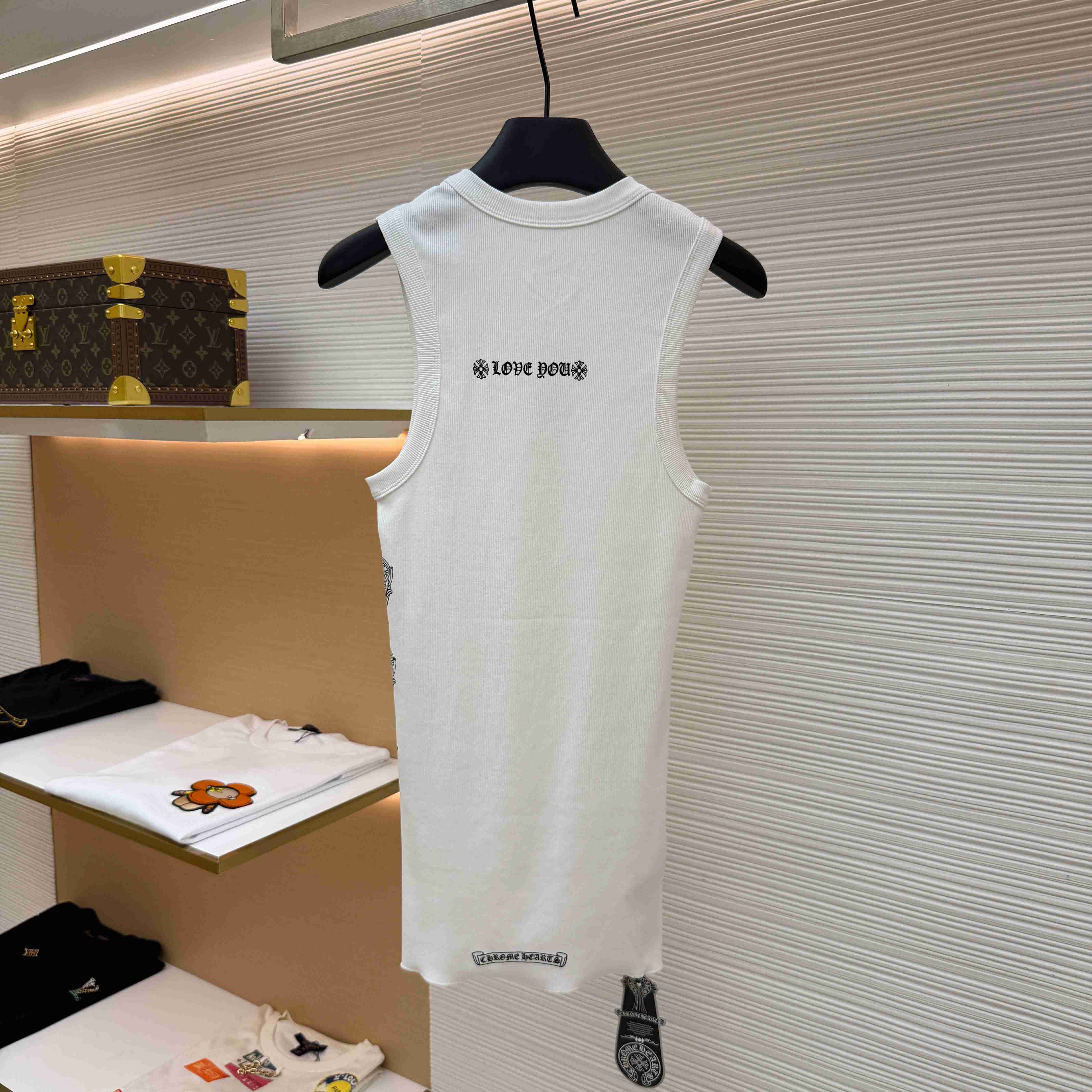 Chrome Hearts 'Love You' Floral Heart White Tank Top - FashionPlug