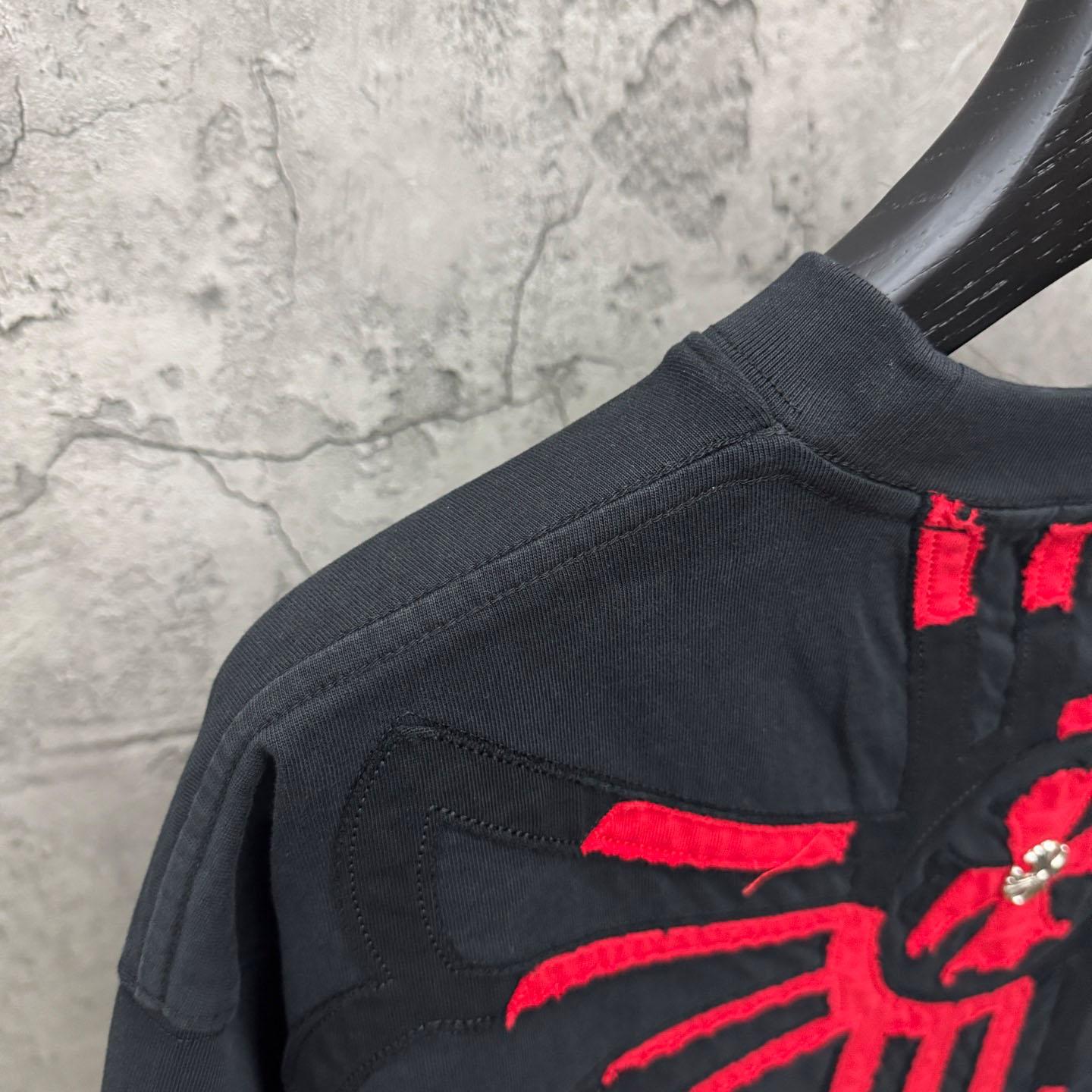 Chrome Hearts Large Cross Patch Embroidered Crew Neck Short Sleeve T-Shirt 'Black' - FashionPlug