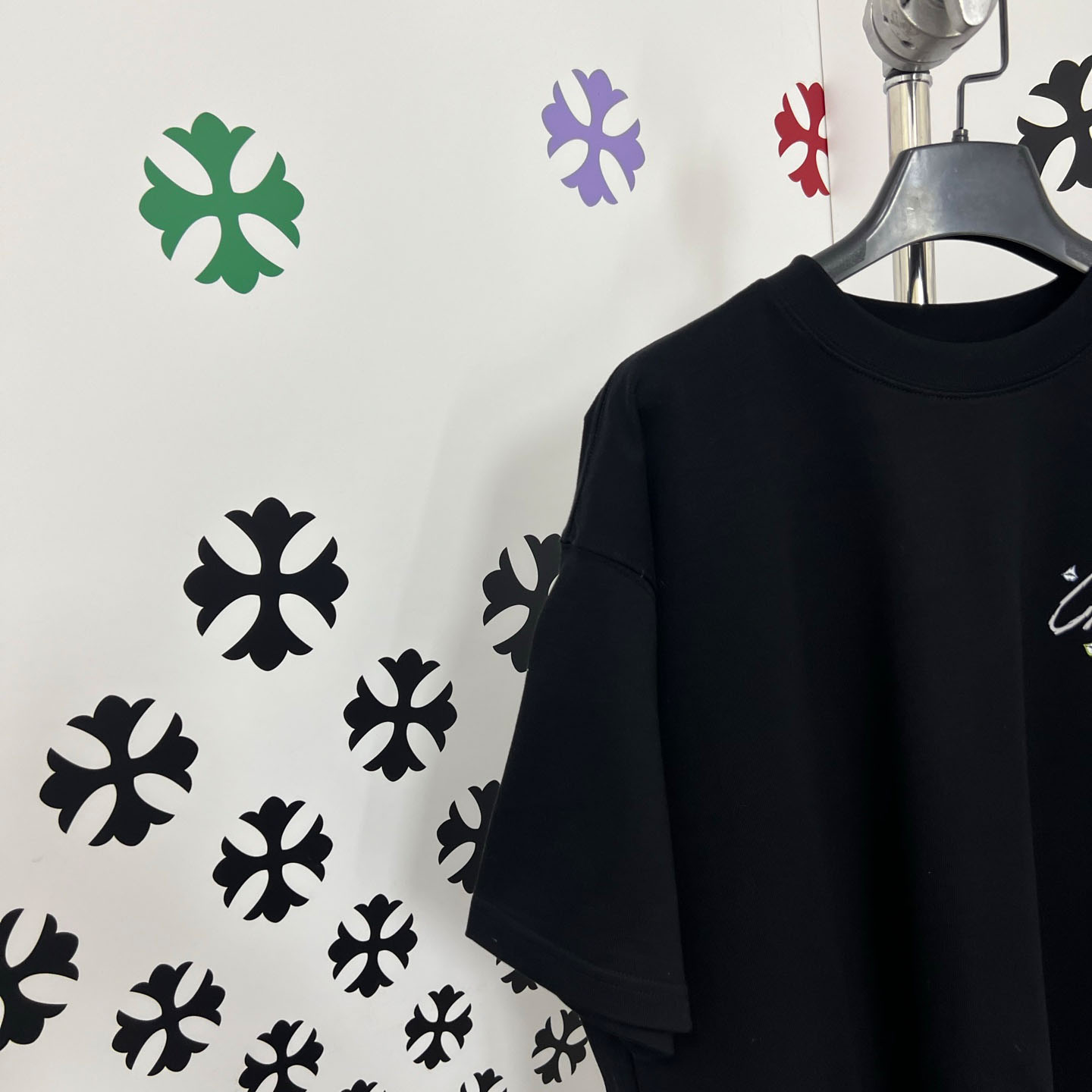 Chrome Hearts Double-Sided CAUTION Script Lips Cross Print Tee - FashionPlug