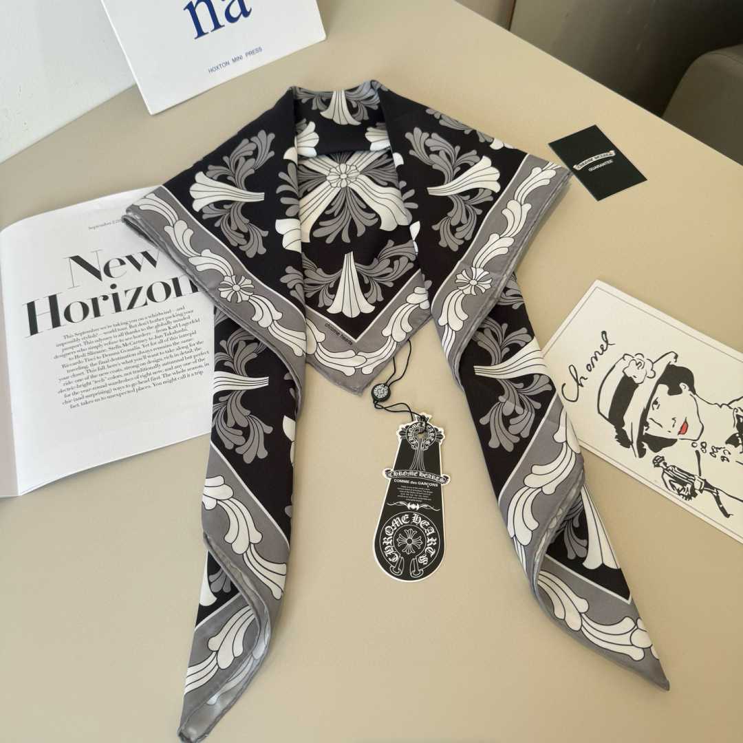Chrome Heart Square Silk Scarf - FashionPlug