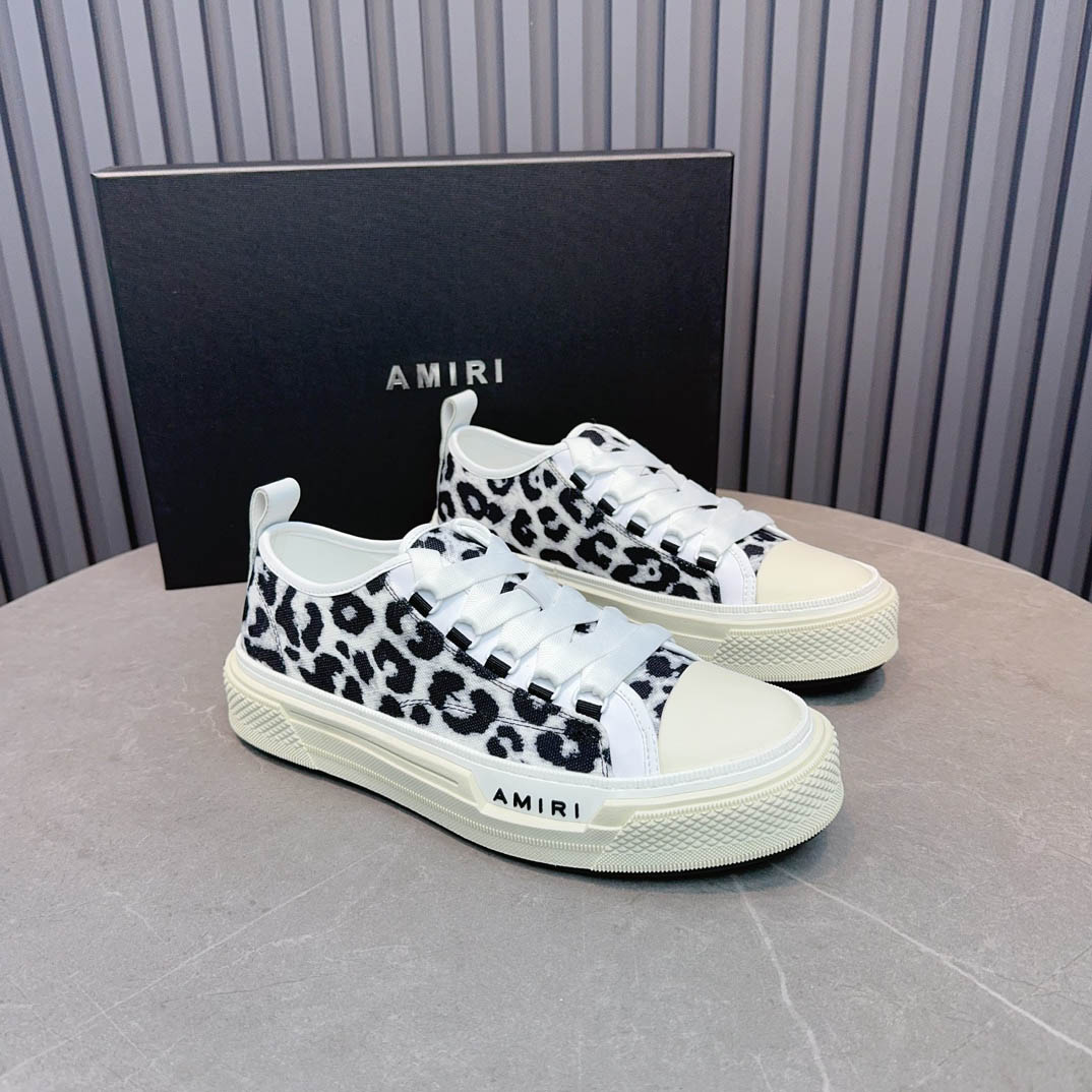 Amiri Black Court Leopard Print Sneakers - FashionPlug