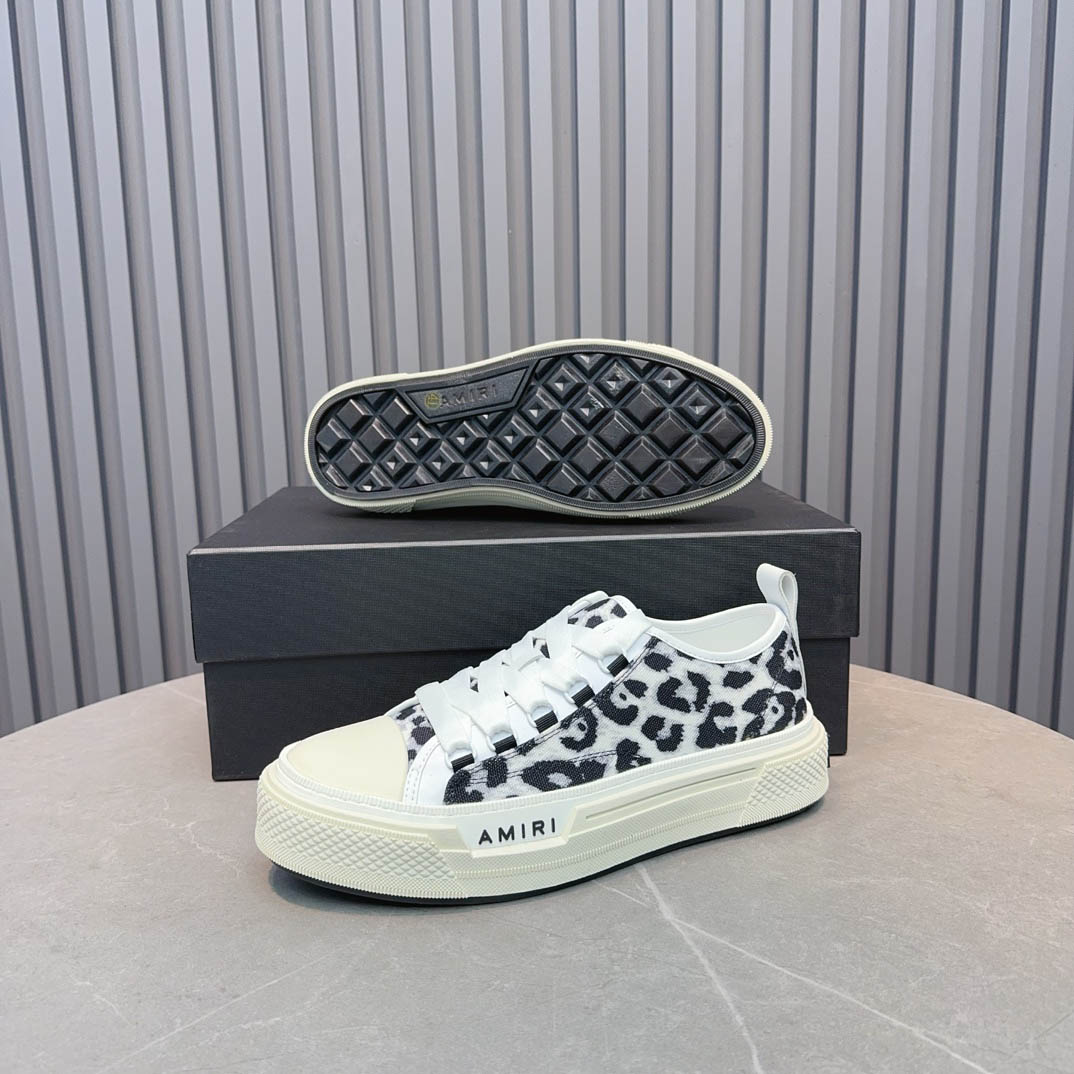 Amiri Black Court Leopard Print Sneakers - FashionPlug