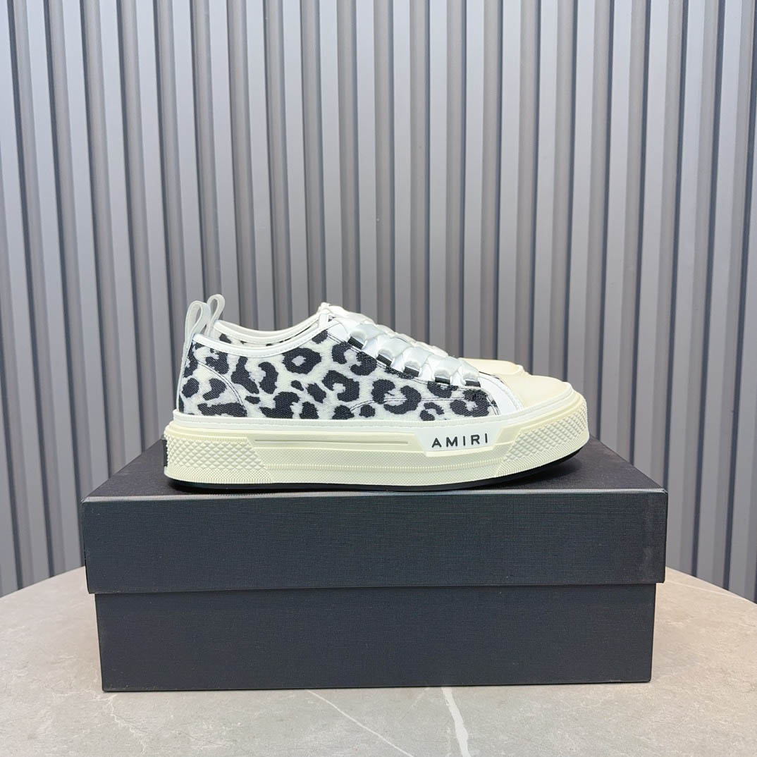 Amiri Black Court Leopard Print Sneakers - FashionPlug