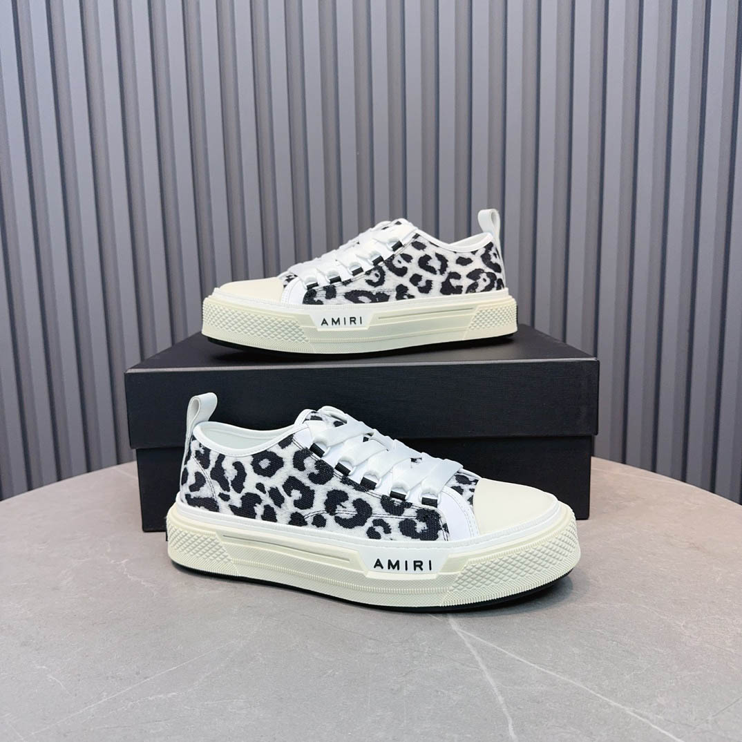 Amiri Black Court Leopard Print Sneakers - FashionPlug
