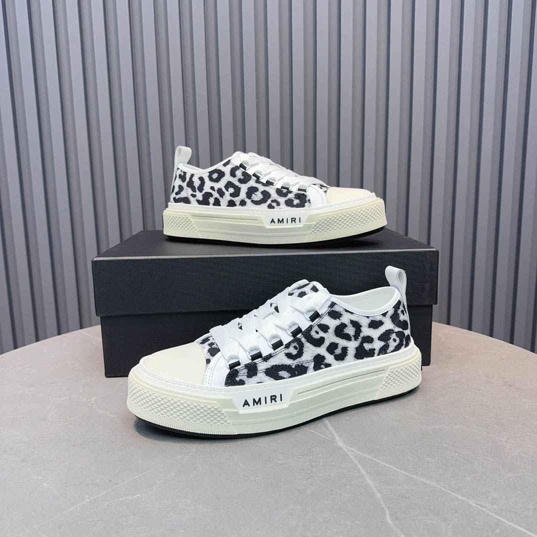 Amiri Black Court Leopard Print Sneakers - FashionPlug