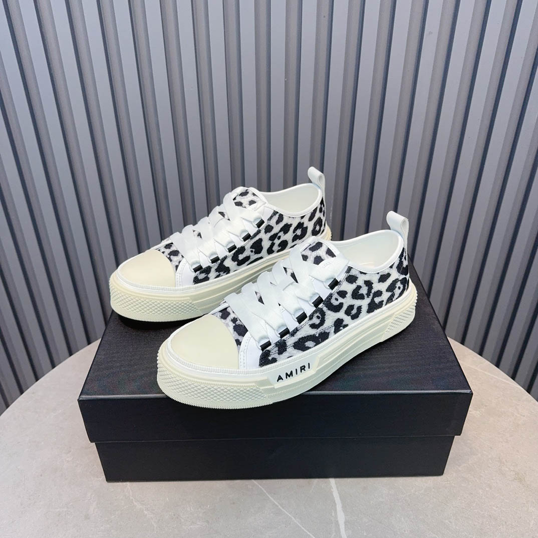 Amiri Black Court Leopard Print Sneakers - FashionPlug