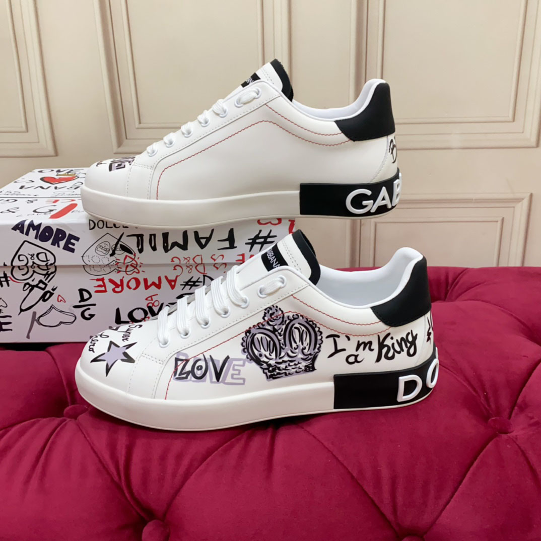 Dolce & Gabbana Printed Calfskin Portofino Light Sneakers - FashionPlug