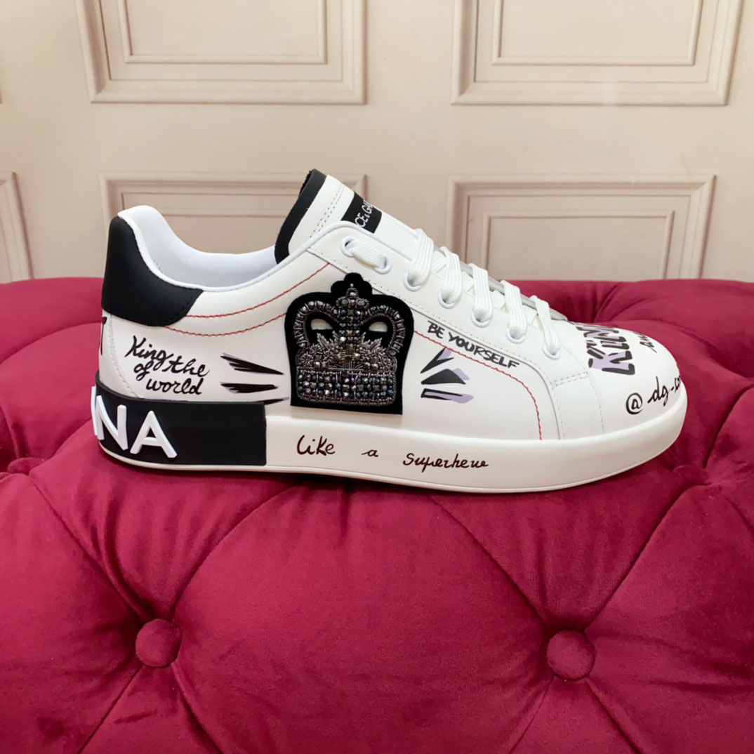 Dolce & Gabbana Printed Calfskin Portofino Light Sneakers - FashionPlug