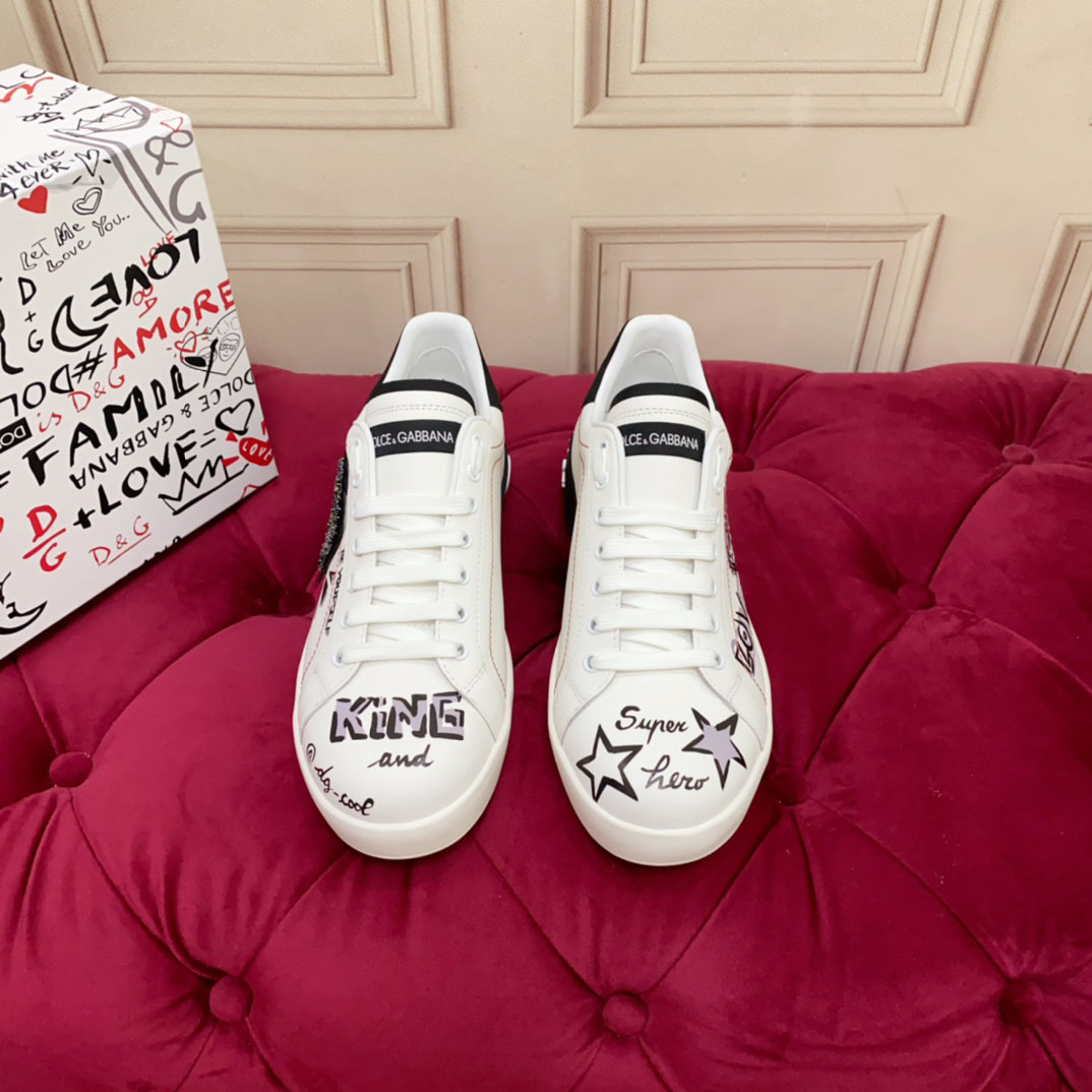 Dolce & Gabbana Printed Calfskin Portofino Light Sneakers - FashionPlug