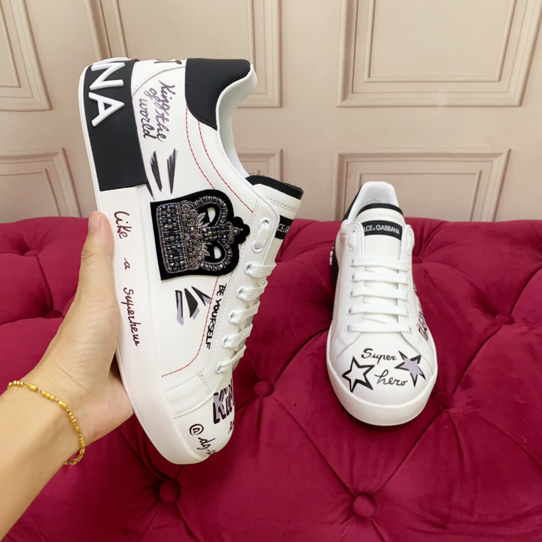 Dolce & Gabbana Printed Calfskin Portofino Light Sneakers - FashionPlug