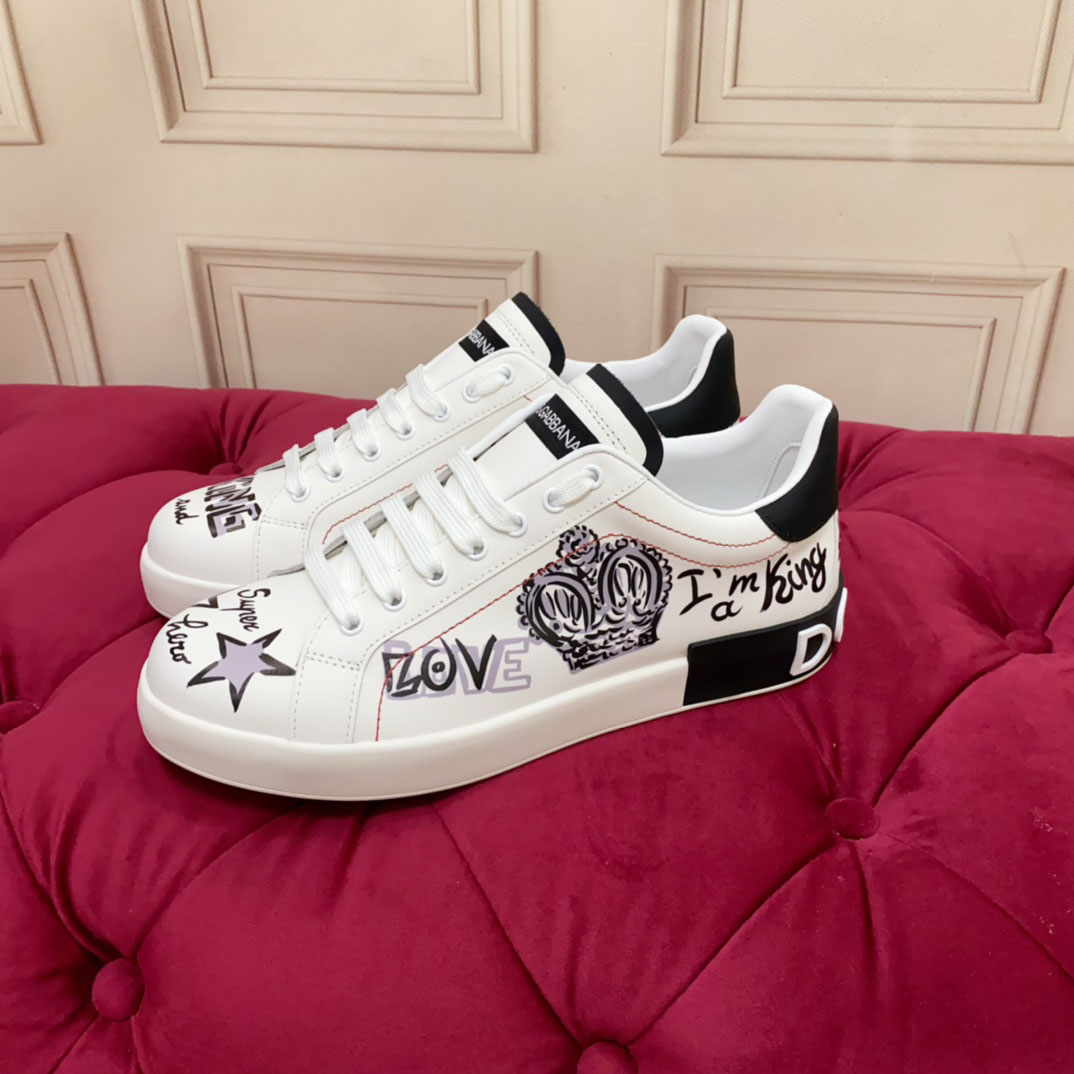 Dolce & Gabbana Printed Calfskin Portofino Light Sneakers - FashionPlug