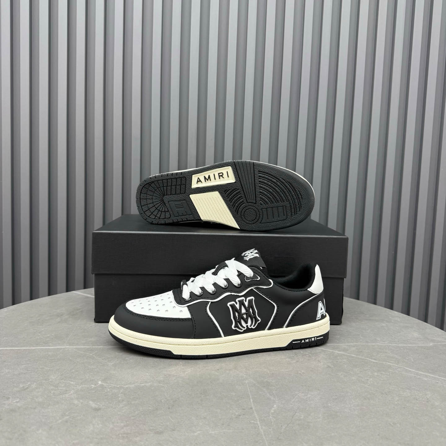 Amiri Black & White Newport Sneakers - FashionPlug