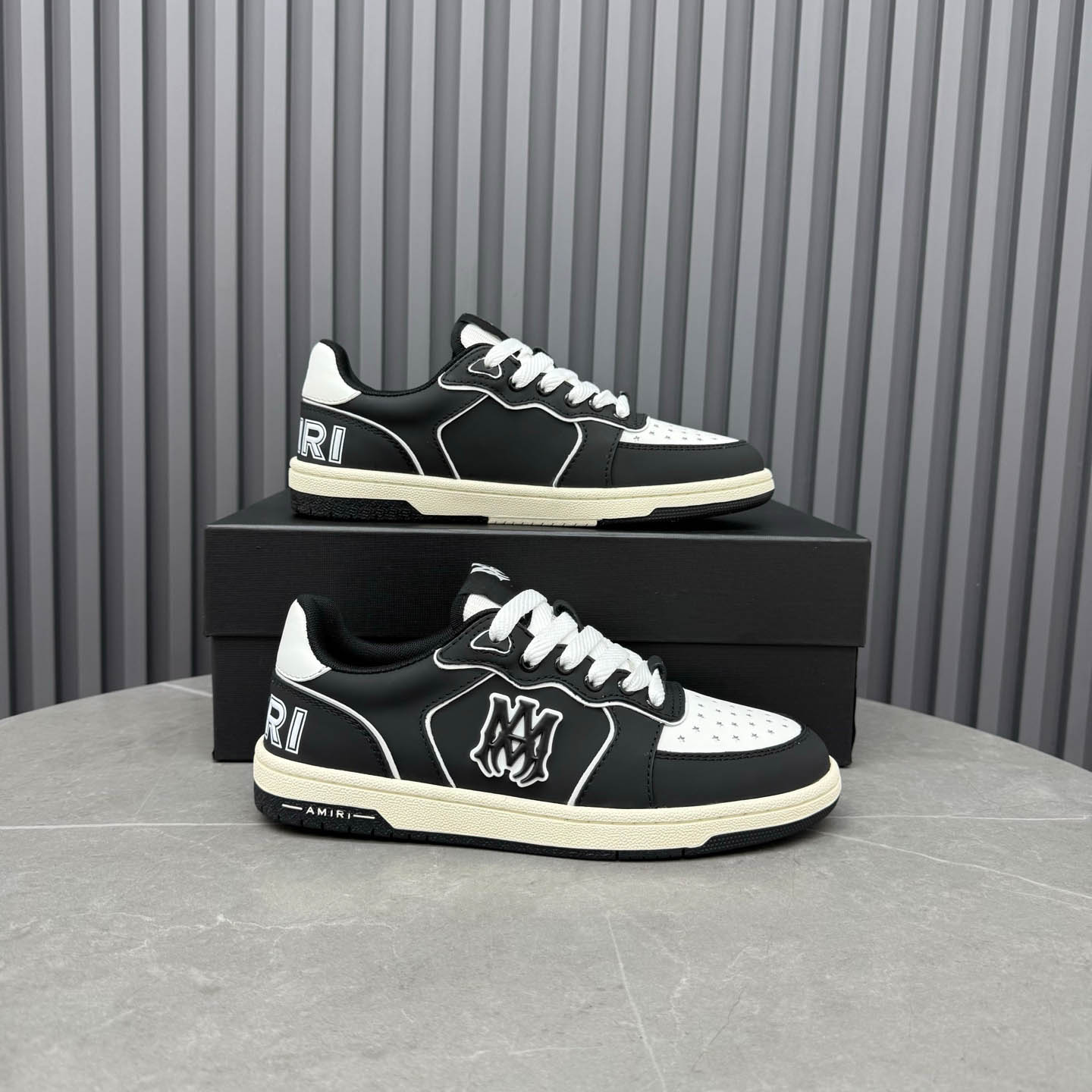 Amiri Black & White Newport Sneakers - FashionPlug