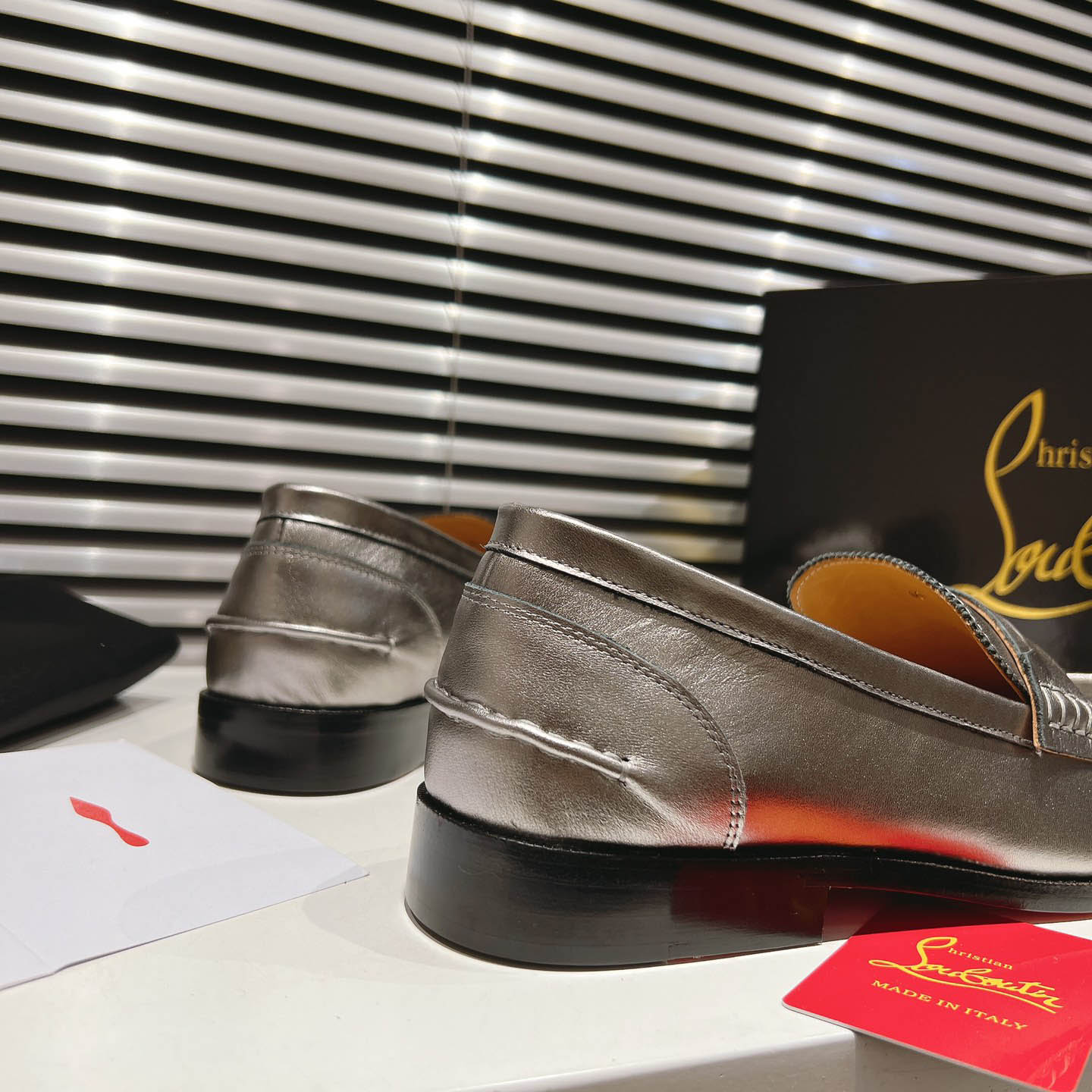 Christian Louboutin Silver Leather  Loafers - FashionPlug