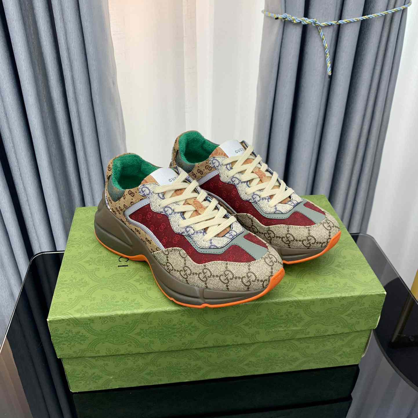Gucci Rhyton 'Beige Brick Red' - FashionPlug