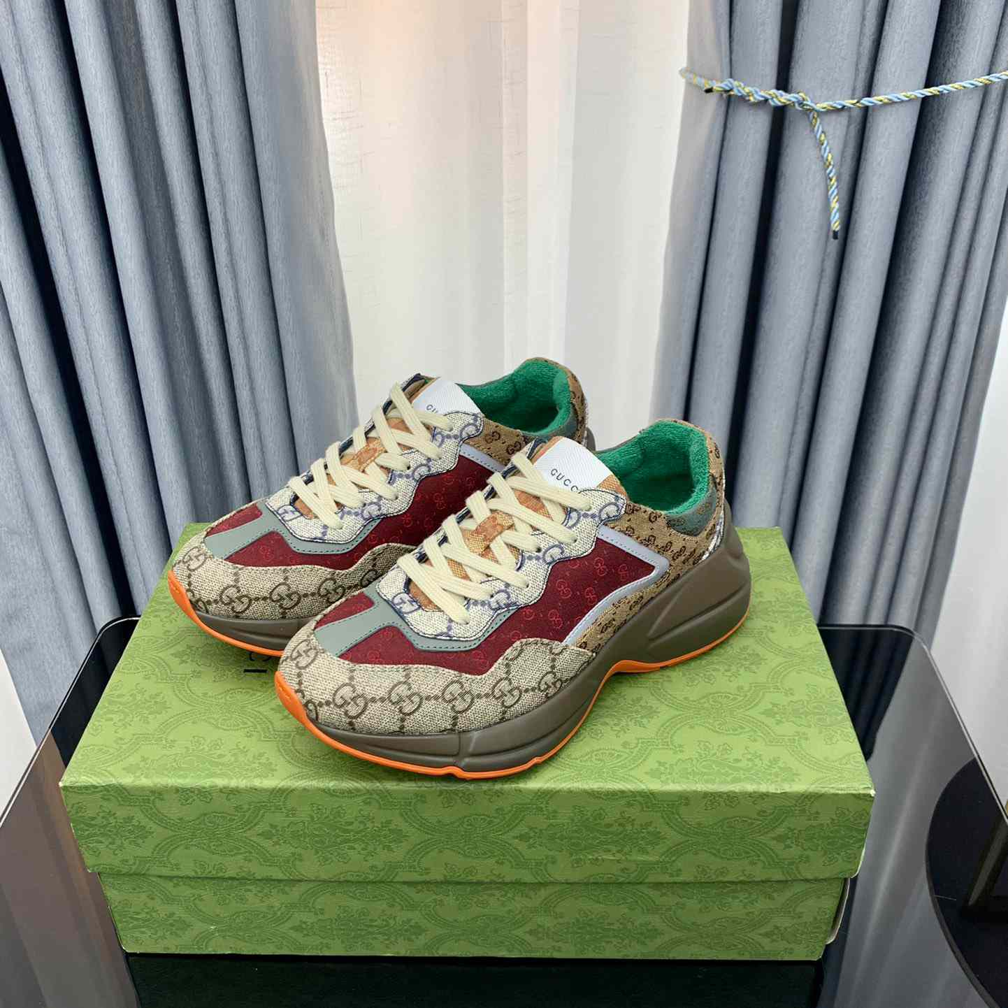 Gucci Rhyton 'Beige Brick Red' - FashionPlug