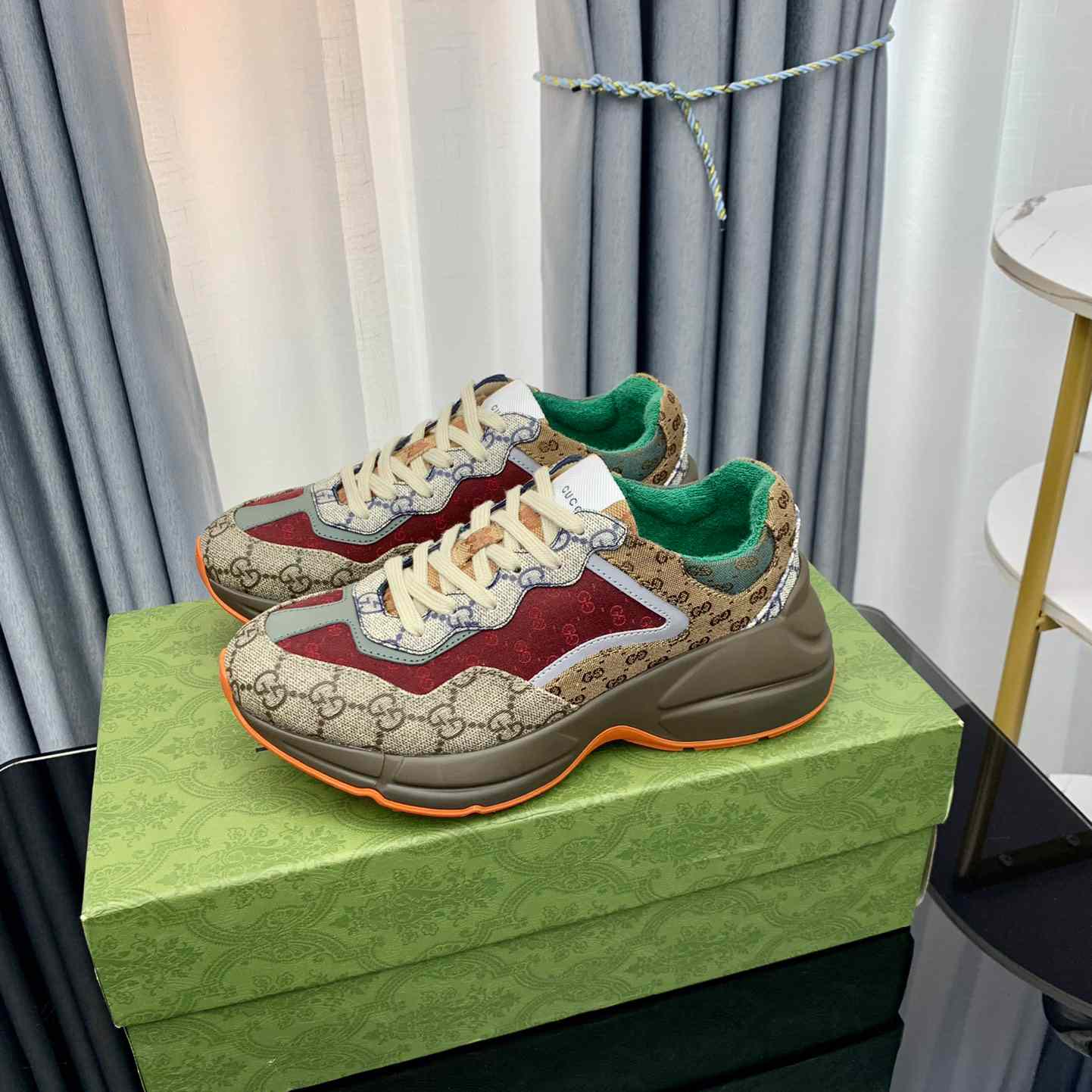 Gucci Rhyton 'Beige Brick Red' - FashionPlug