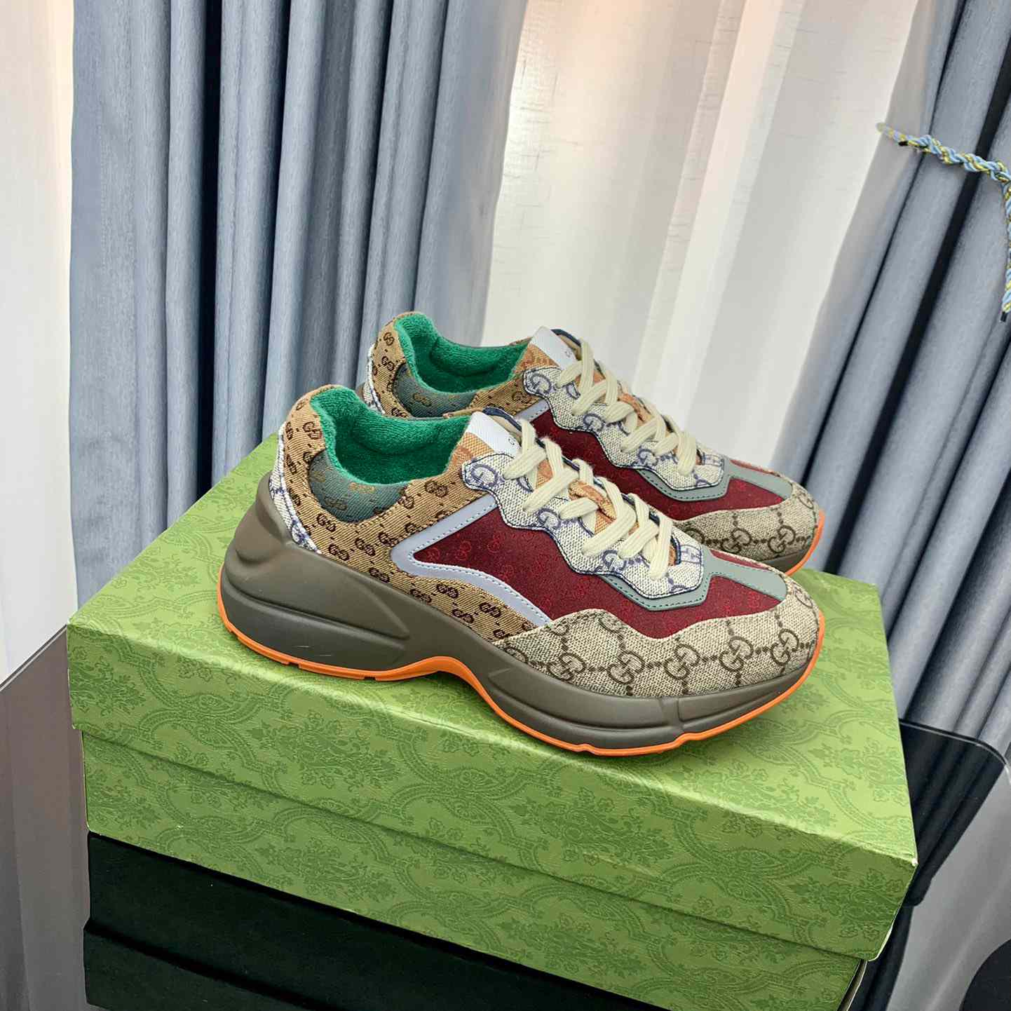 Gucci Rhyton 'Beige Brick Red' - FashionPlug