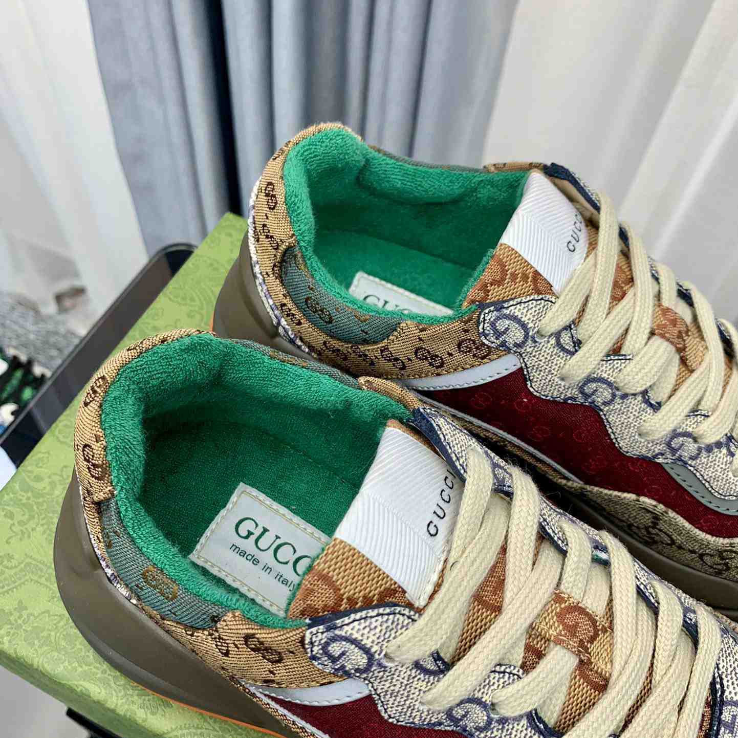 Gucci Rhyton 'Beige Brick Red' - FashionPlug