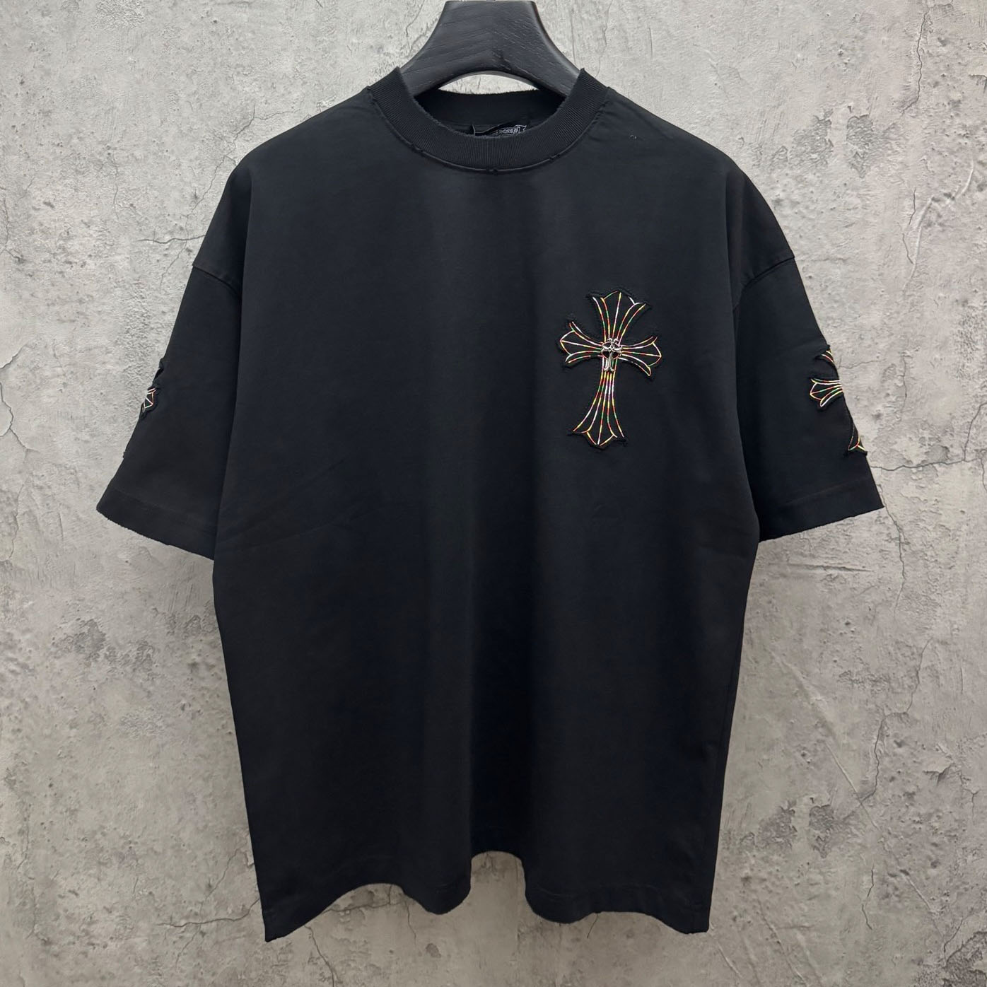 Chrome Hearts Cross Patch Embroidered Crewneck Tee 'Black' - FashionPlug