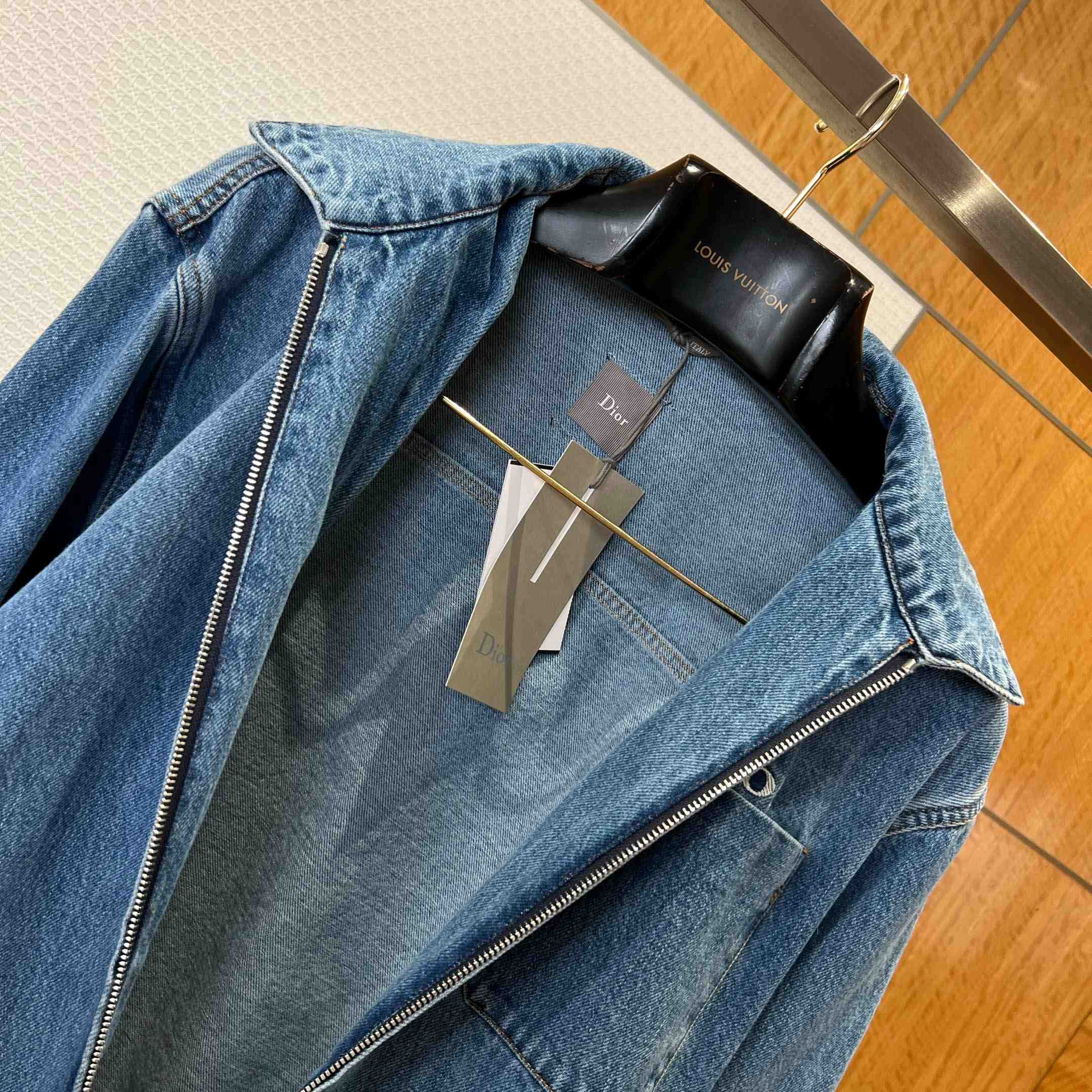 Dior Zipped Jacket Blue Cotton Twill - FashionPlug