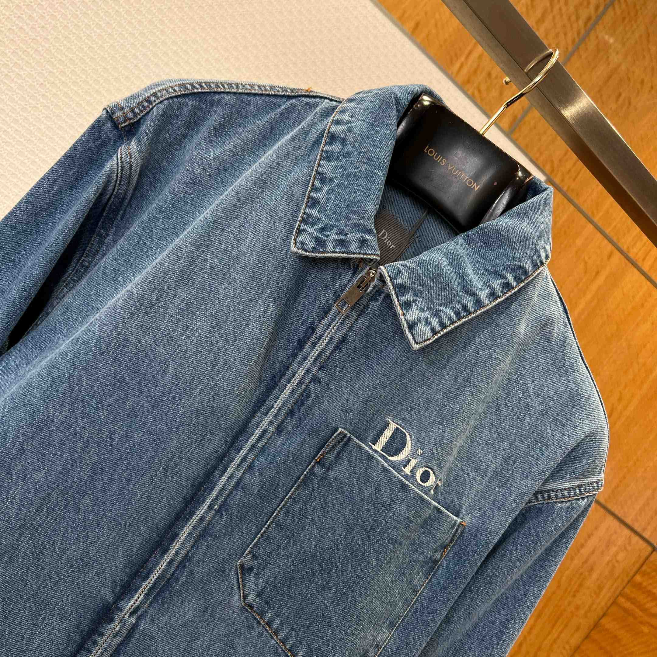 Dior Zipped Jacket Blue Cotton Twill - FashionPlug