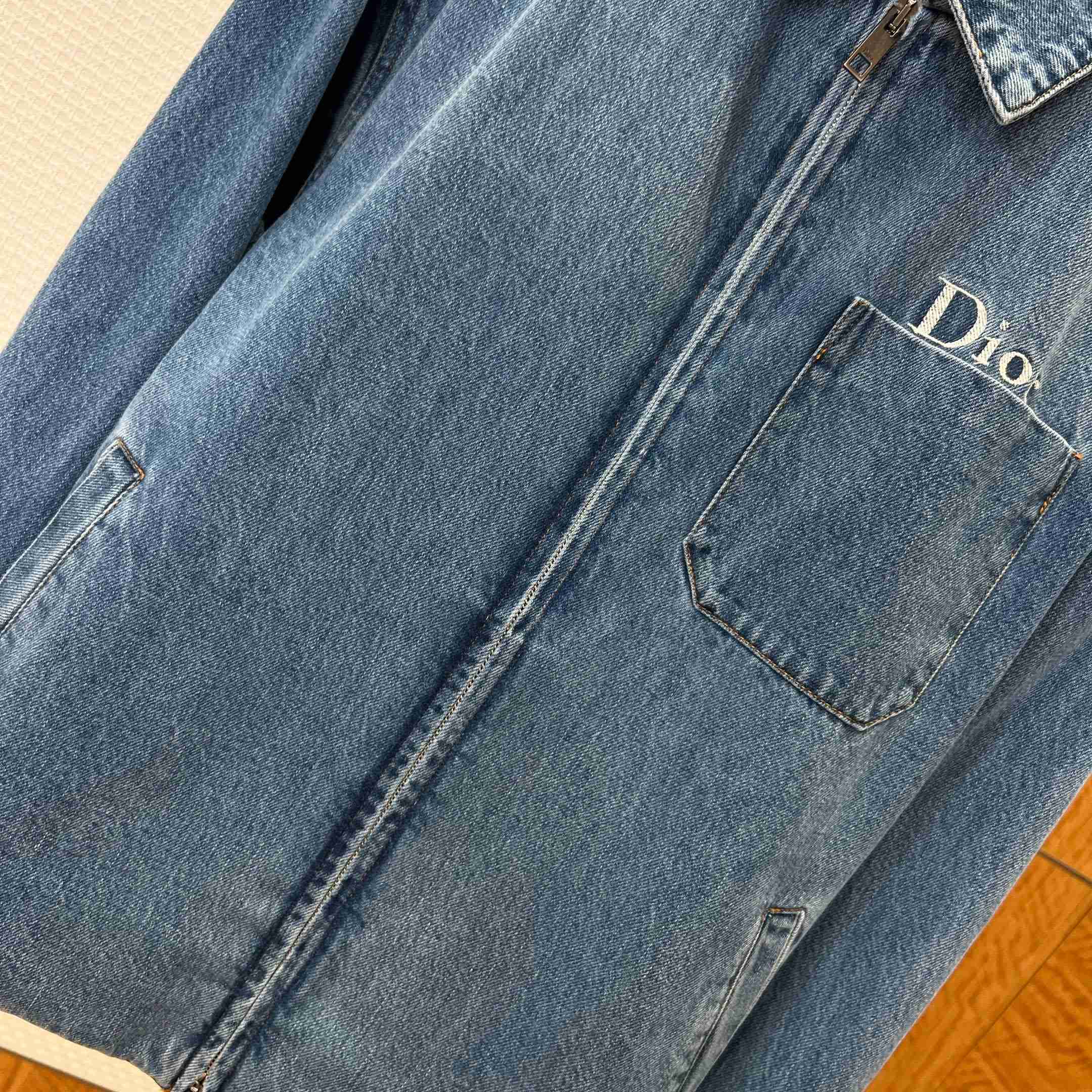 Dior Zipped Jacket Blue Cotton Twill - FashionPlug