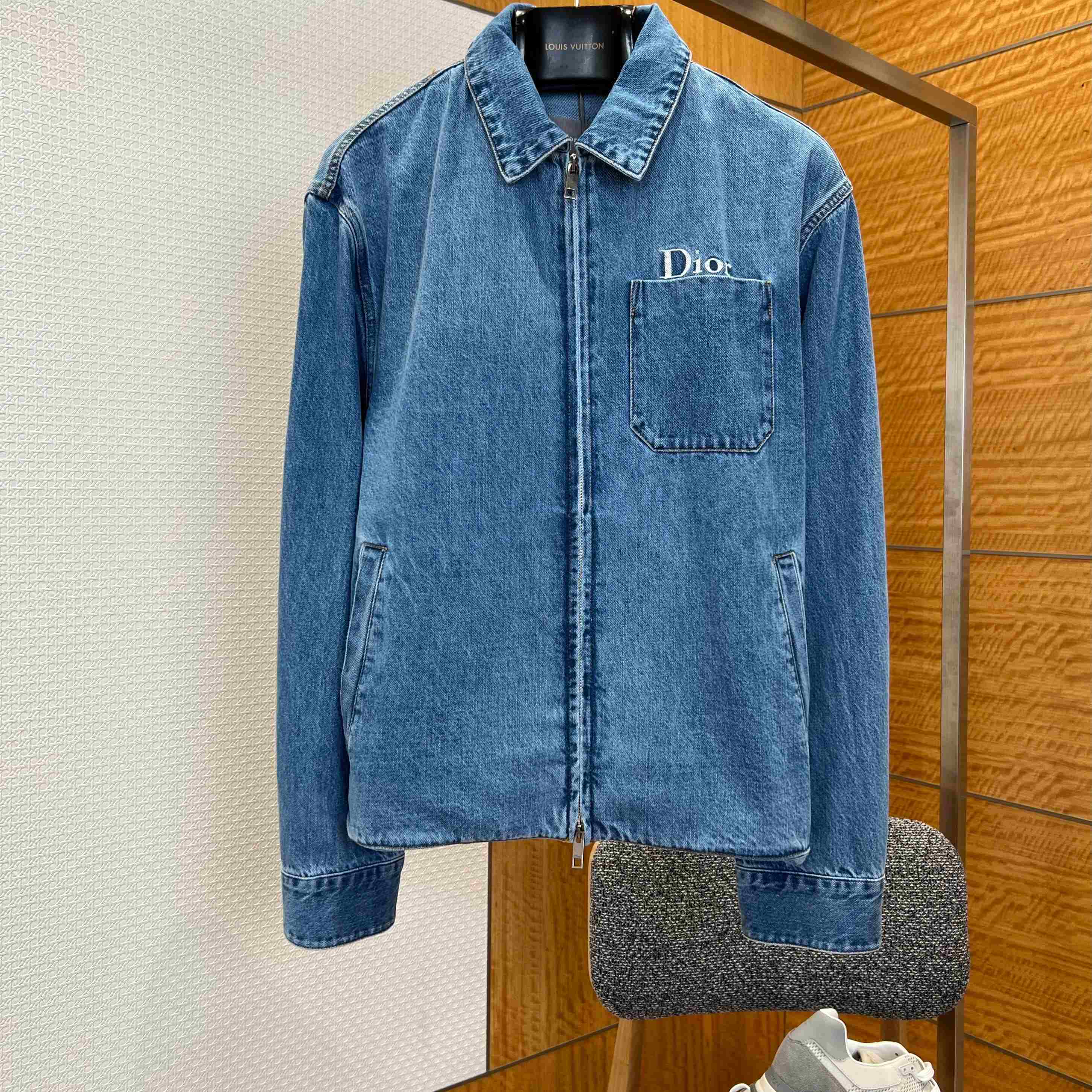 Dior Zipped Jacket Blue Cotton Twill - FashionPlug