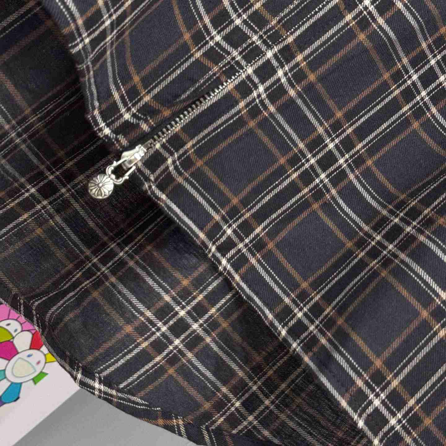 Chrome Hearts  Short Sleeve Flannel Zip Up Shirt - FashionPlug