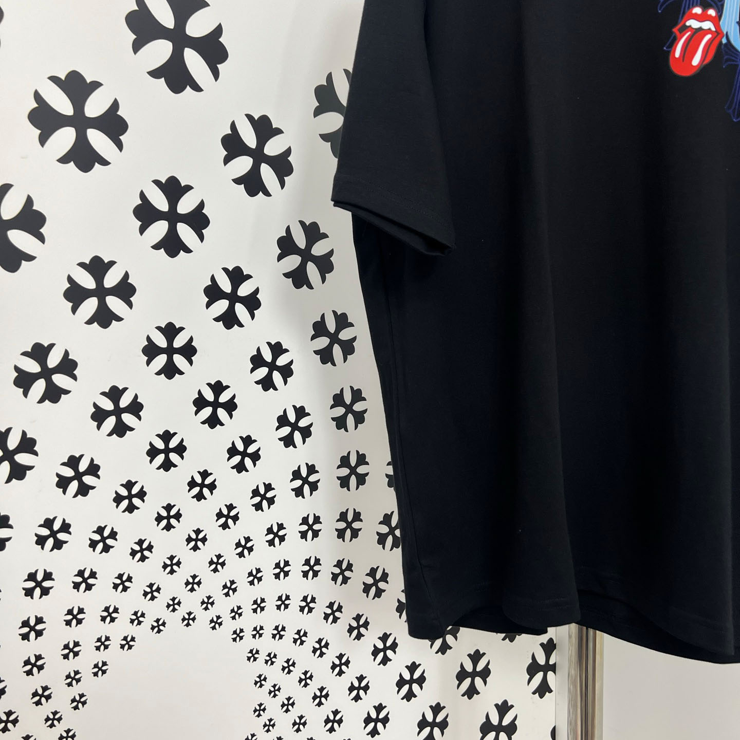 Chrome Hearts Double-Sided Cross & Rolling Stones Tongue Print  Tee - FashionPlug