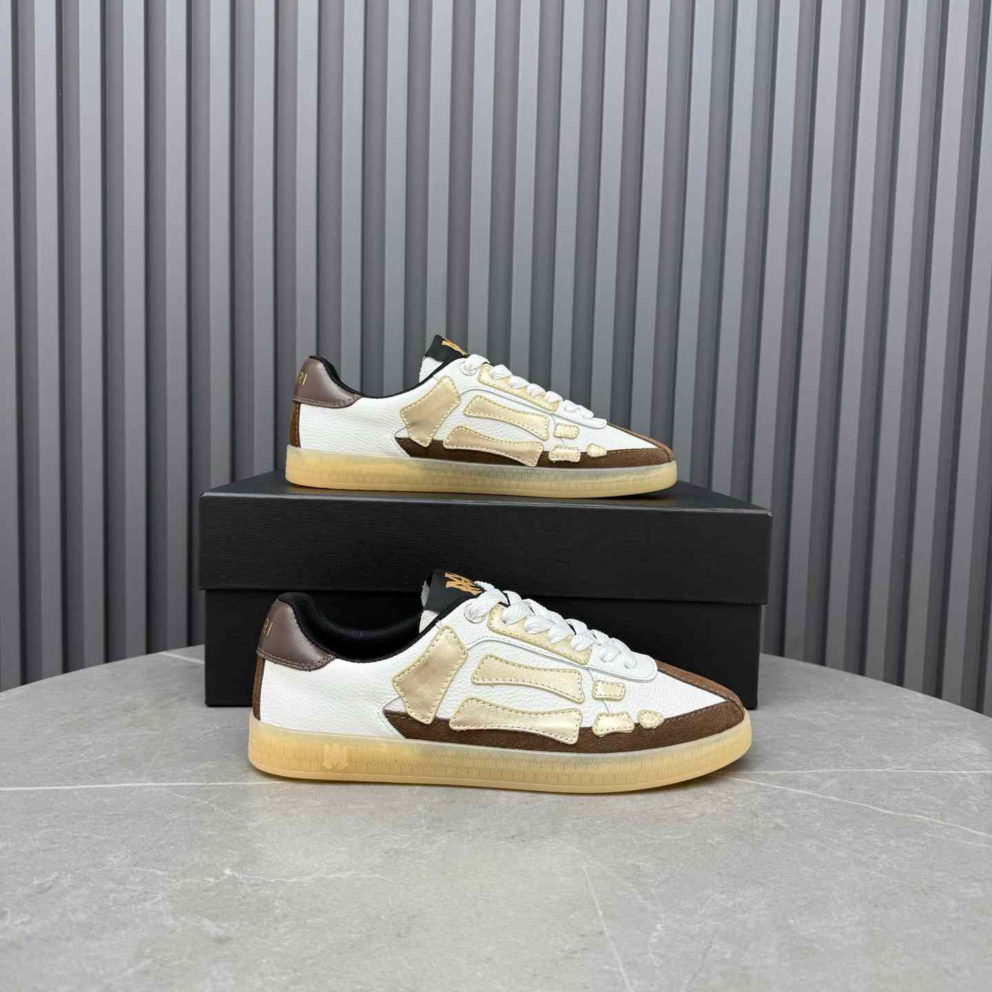 Amiri Pacific Bones Leather Sneakers - FashionPlug