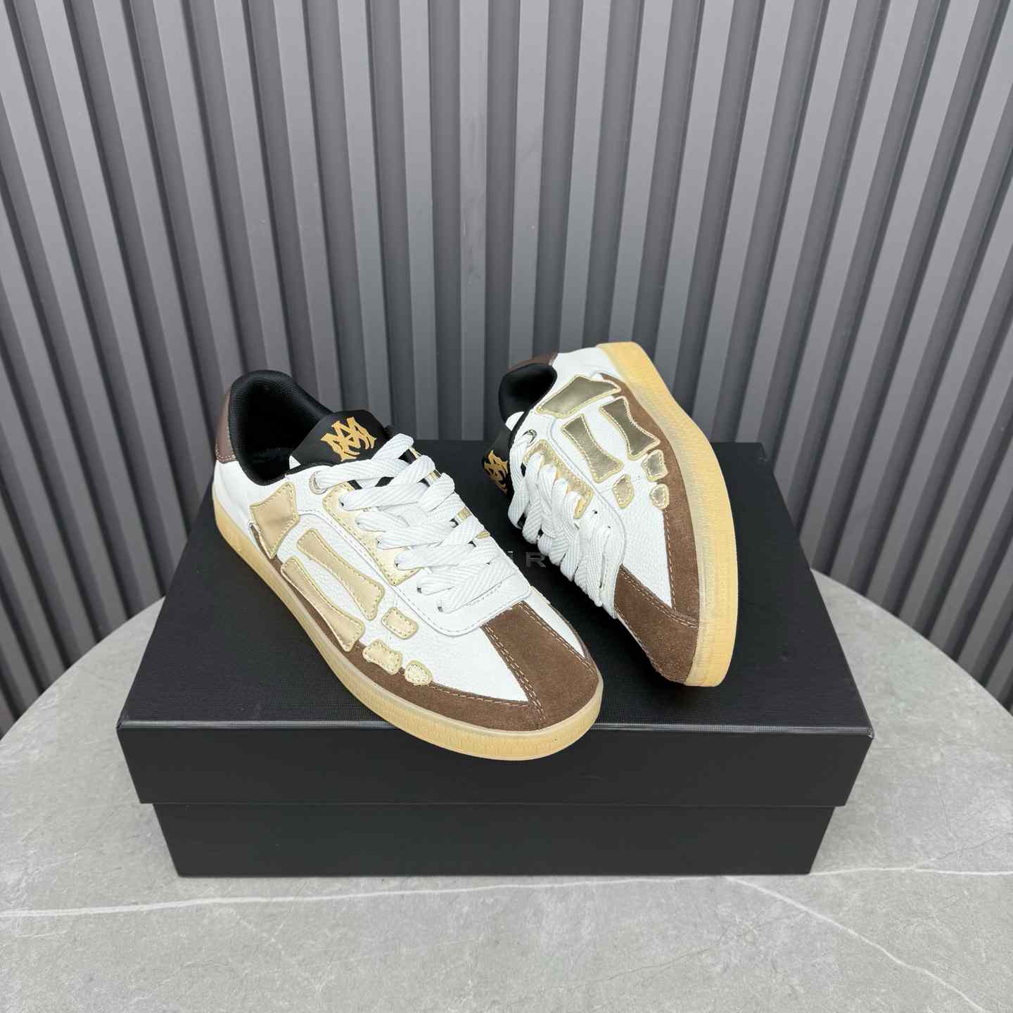 Amiri Pacific Bones Leather Sneakers - FashionPlug