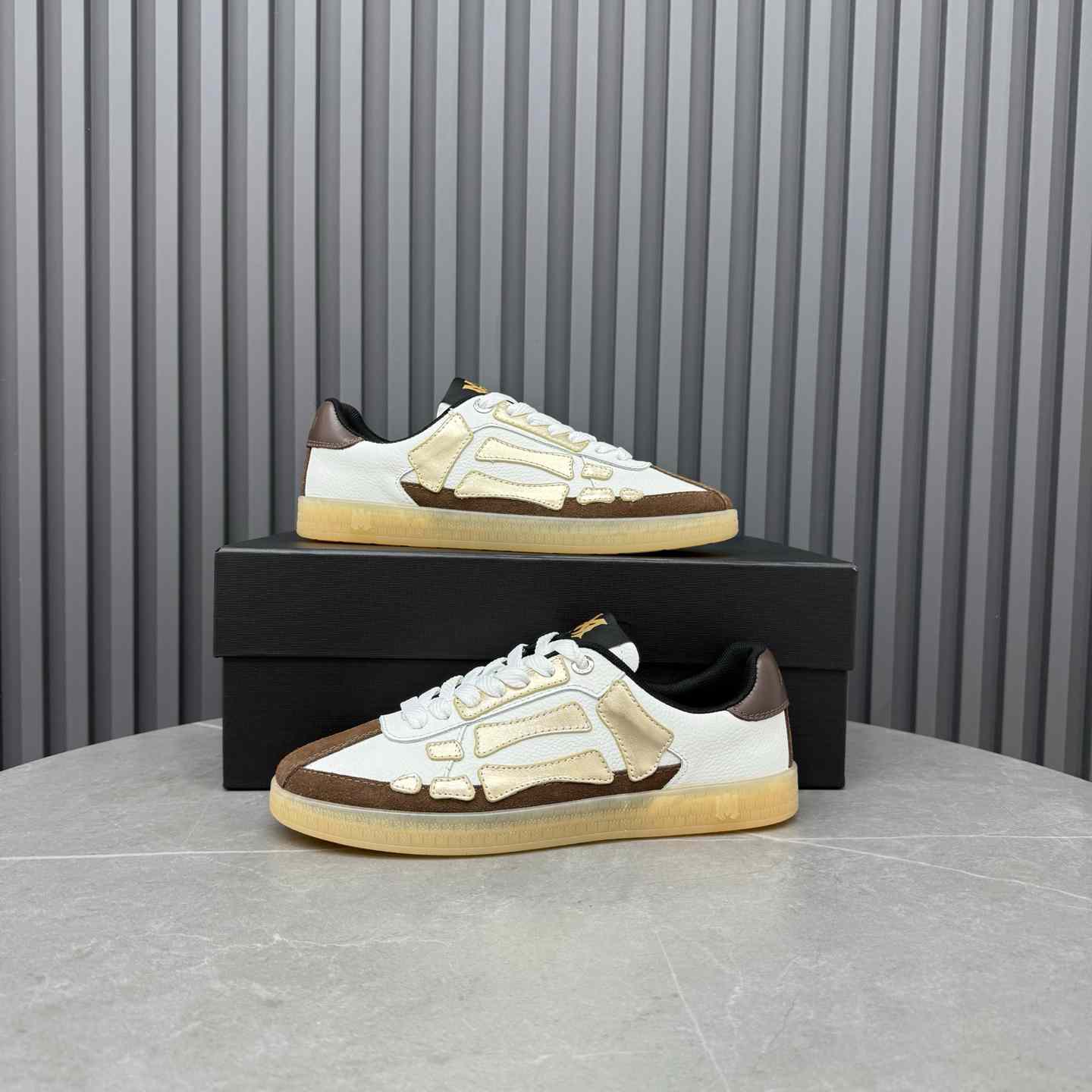 Amiri Pacific Bones Leather Sneakers - FashionPlug