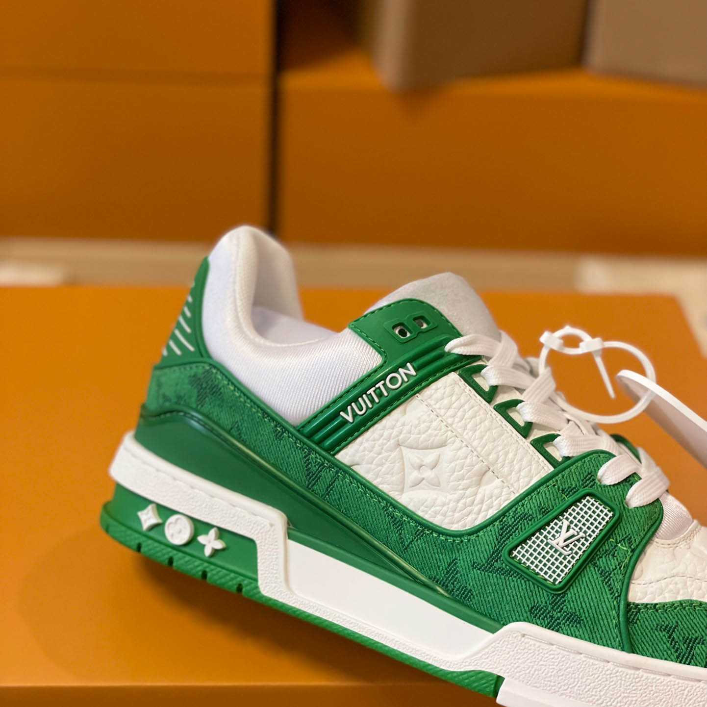 Louis Vuitton Trainer 'Green Monogram Denim' - FashionPlug