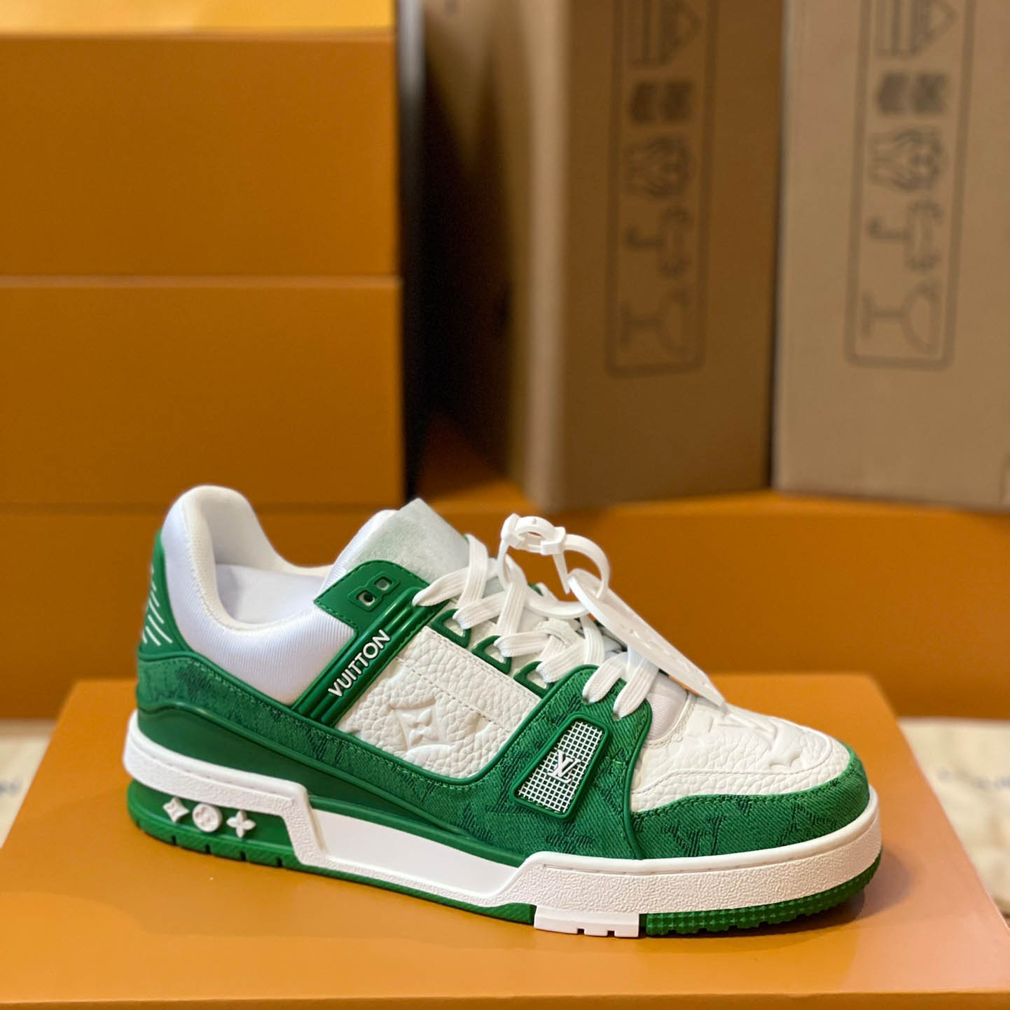 Louis Vuitton Trainer 'Green Monogram Denim' - FashionPlug