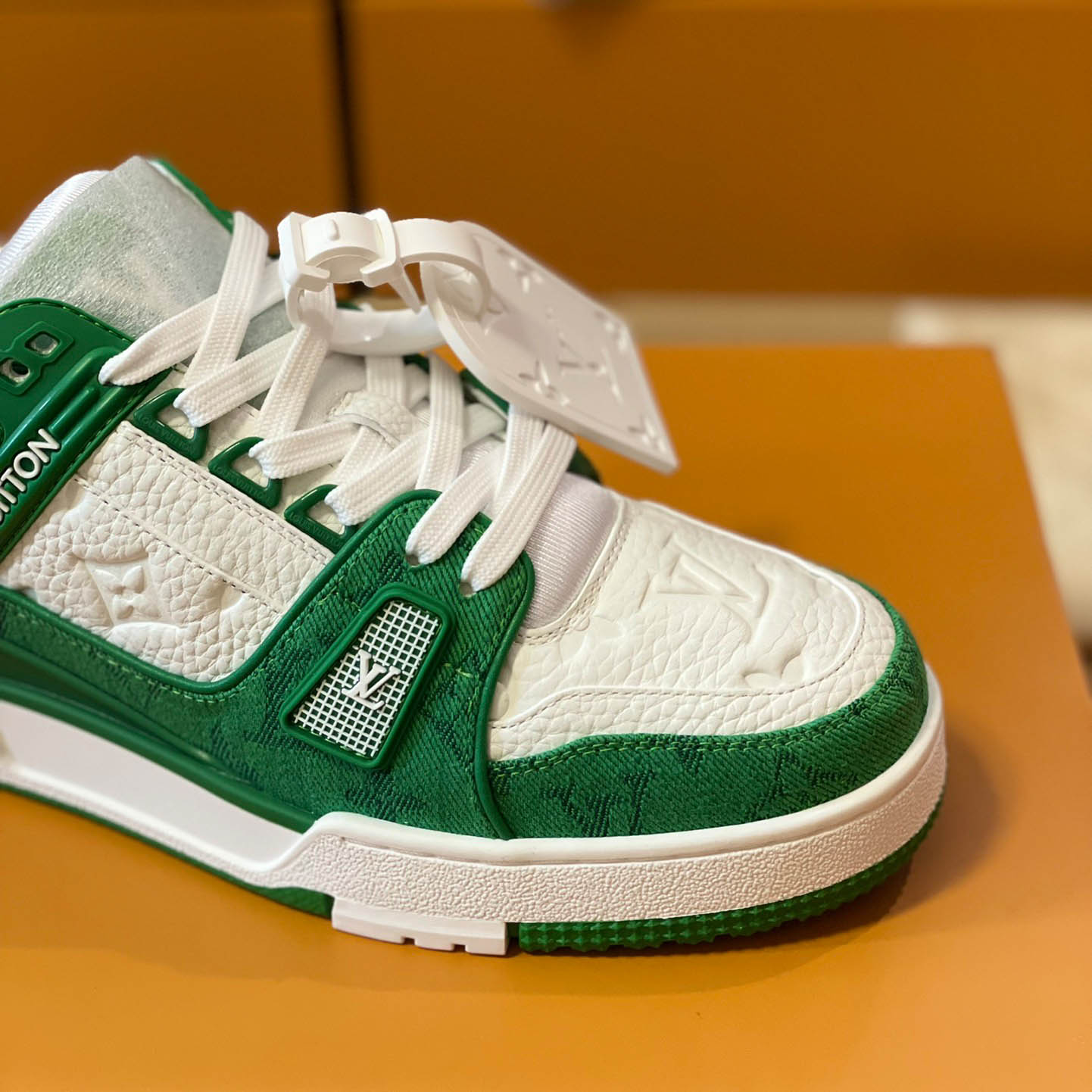 Louis Vuitton Trainer 'Green Monogram Denim' - FashionPlug