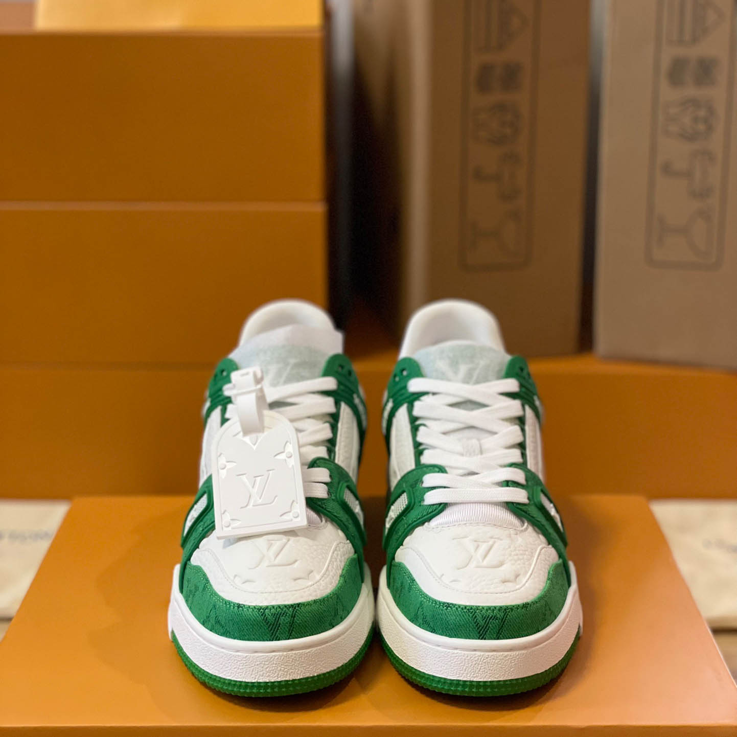 Louis Vuitton Trainer 'Green Monogram Denim' - FashionPlug