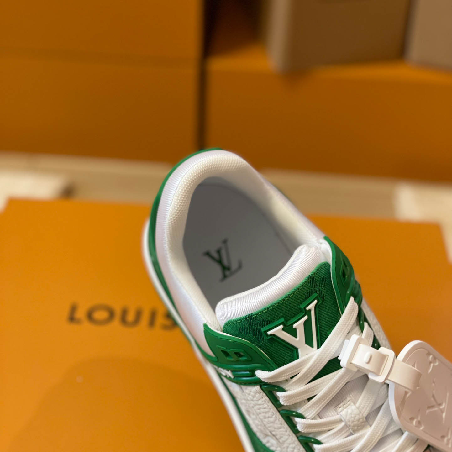Louis Vuitton Trainer 'Green Monogram Denim' - FashionPlug