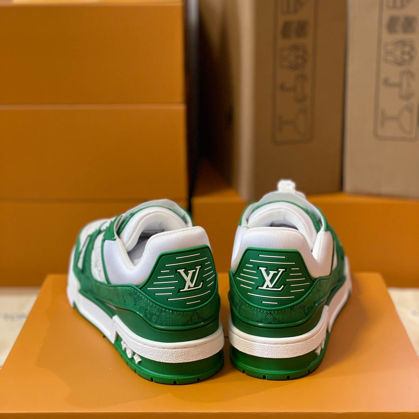 Louis Vuitton Trainer 'Green Monogram Denim' - FashionPlug