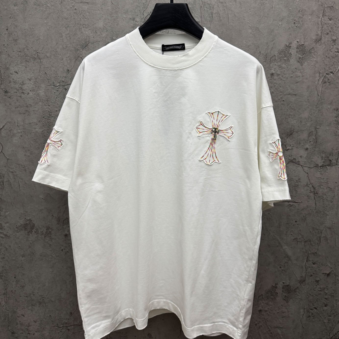 Chrome Hearts Cross Patch Embroidered Crewneck Tee 'White' - FashionPlug