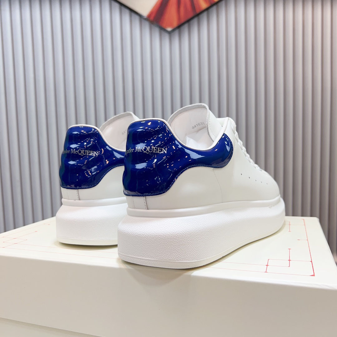 Alexander McQueen Oversized Sneaker 'White Navy Patent' - FashionPlug