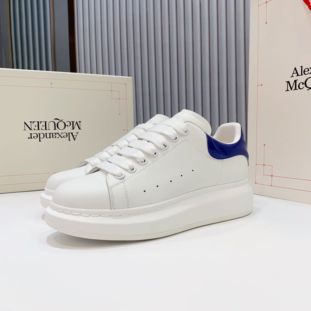 Alexander McQueen Oversized Sneaker 'White Navy Patent' - FashionPlug