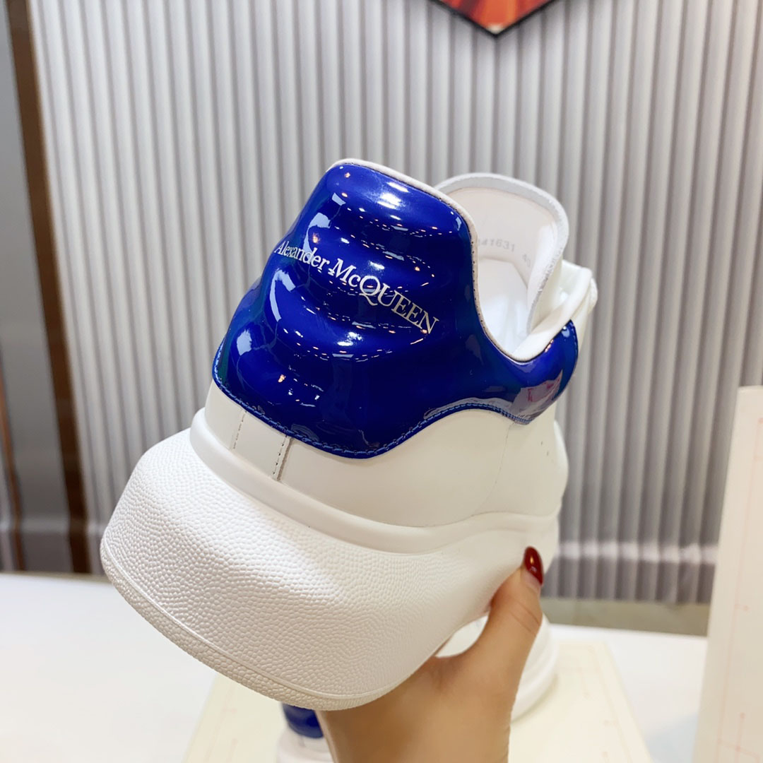 Alexander McQueen Oversized Sneaker 'White Navy Patent' - FashionPlug