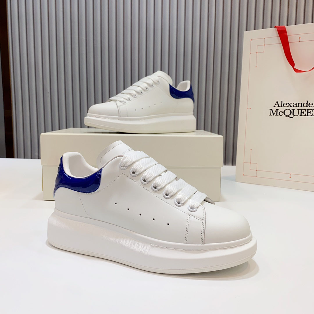 Alexander McQueen Oversized Sneaker 'White Navy Patent' - FashionPlug