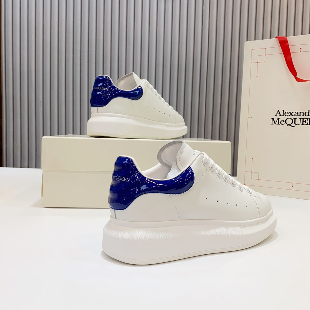 Alexander McQueen Oversized Sneaker 'White Navy Patent' - FashionPlug